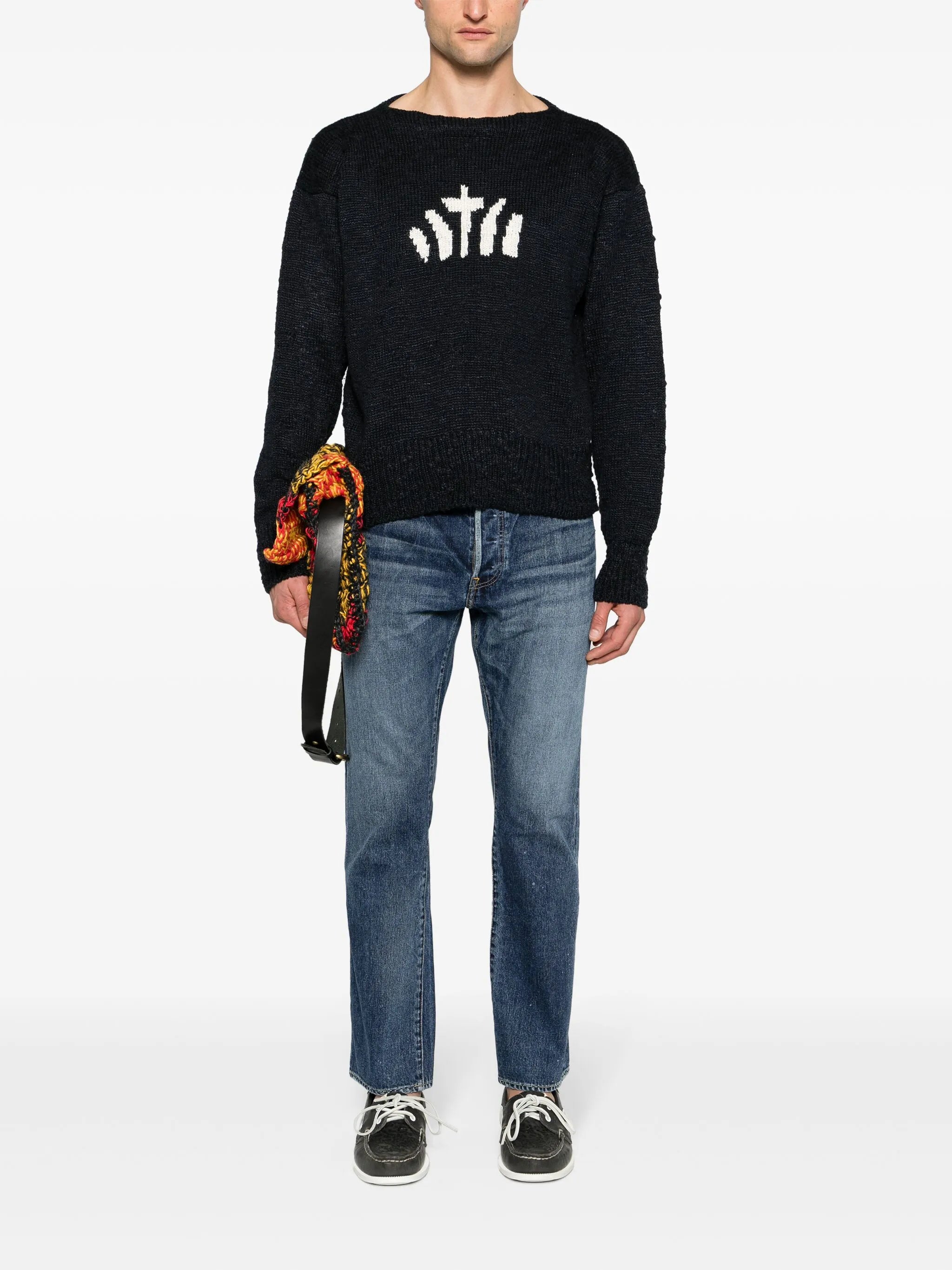 intarsia-knit silk-blend jumper