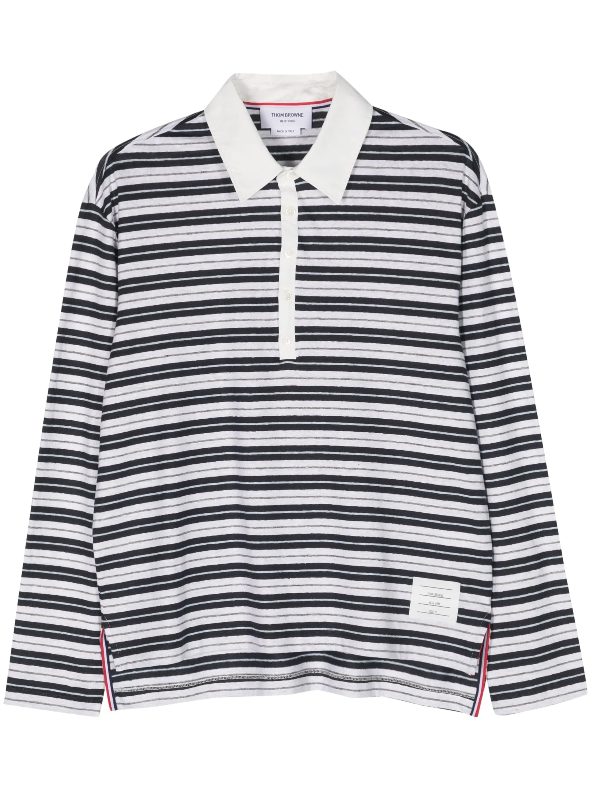 striped long-sleeve polo shirt
