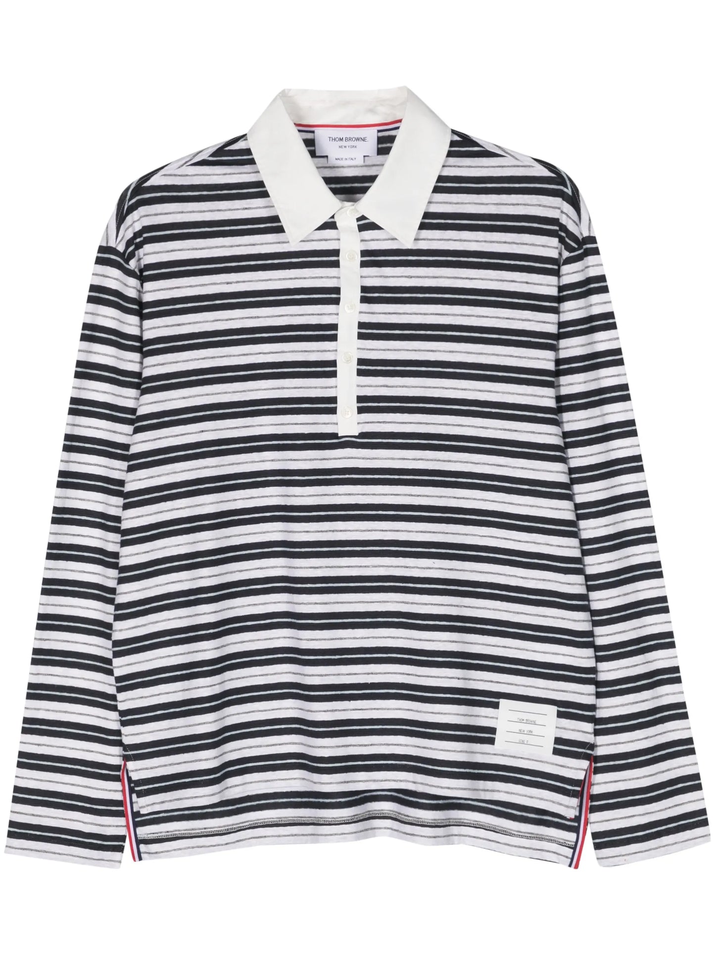 striped long-sleeve polo shirt