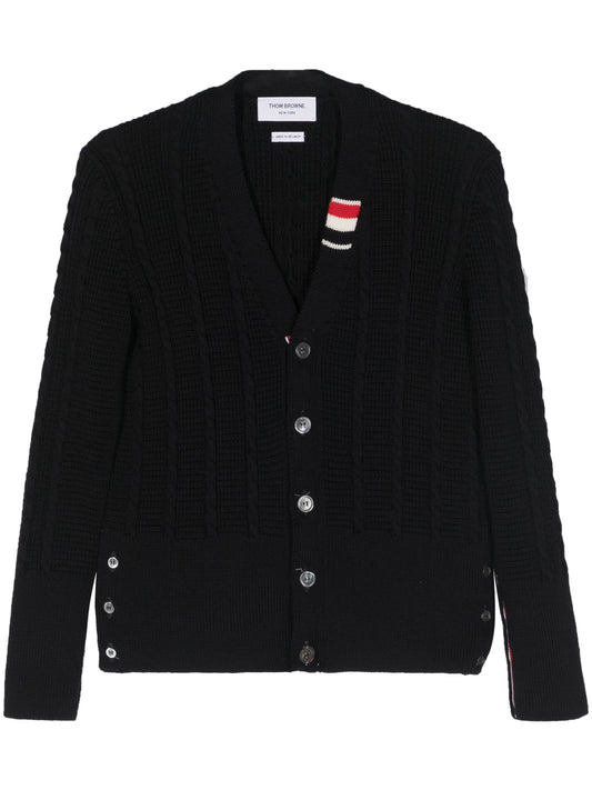 cable-knit virgin-wool cardigan