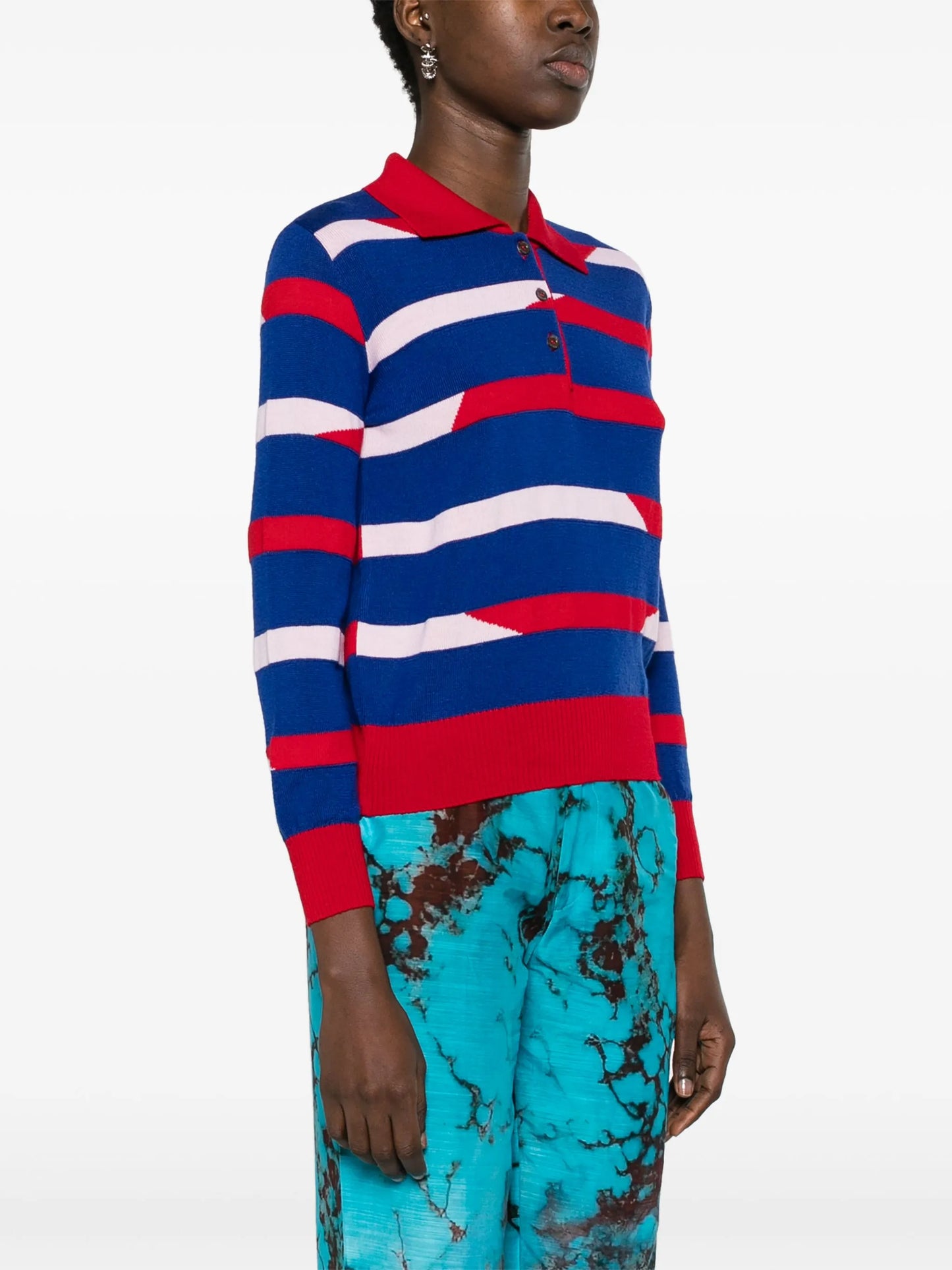 striped merino wool polo jumper
