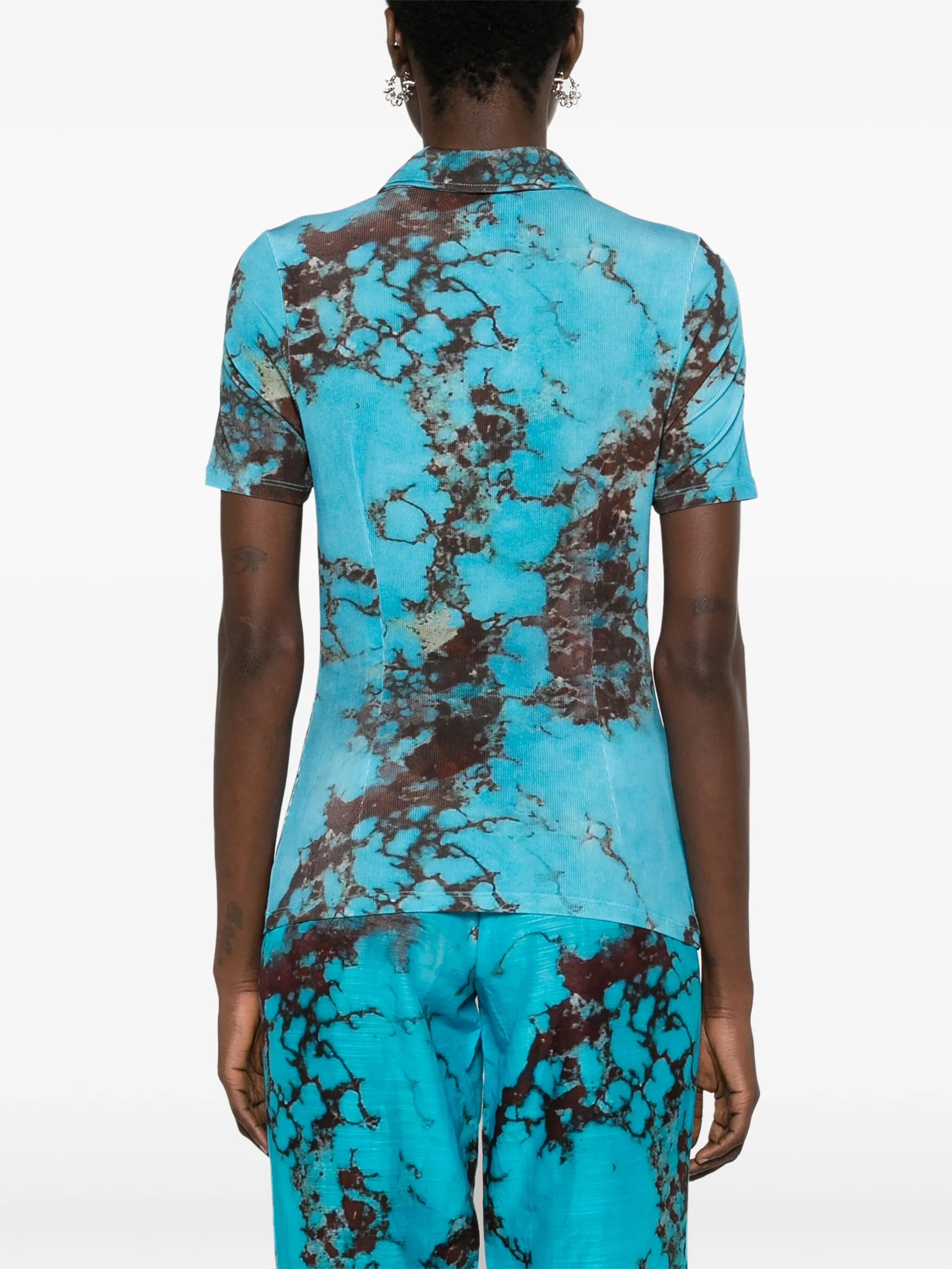 graphic-print knitted polo shirt
