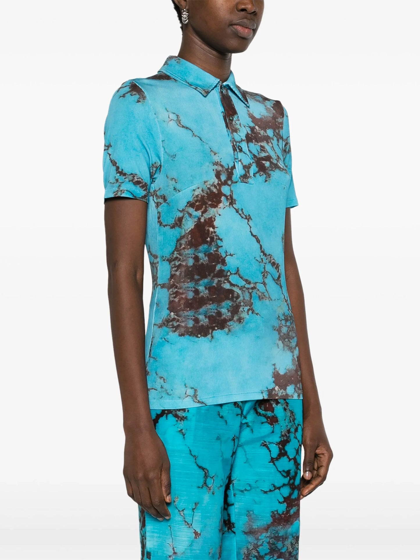 graphic-print knitted polo shirt