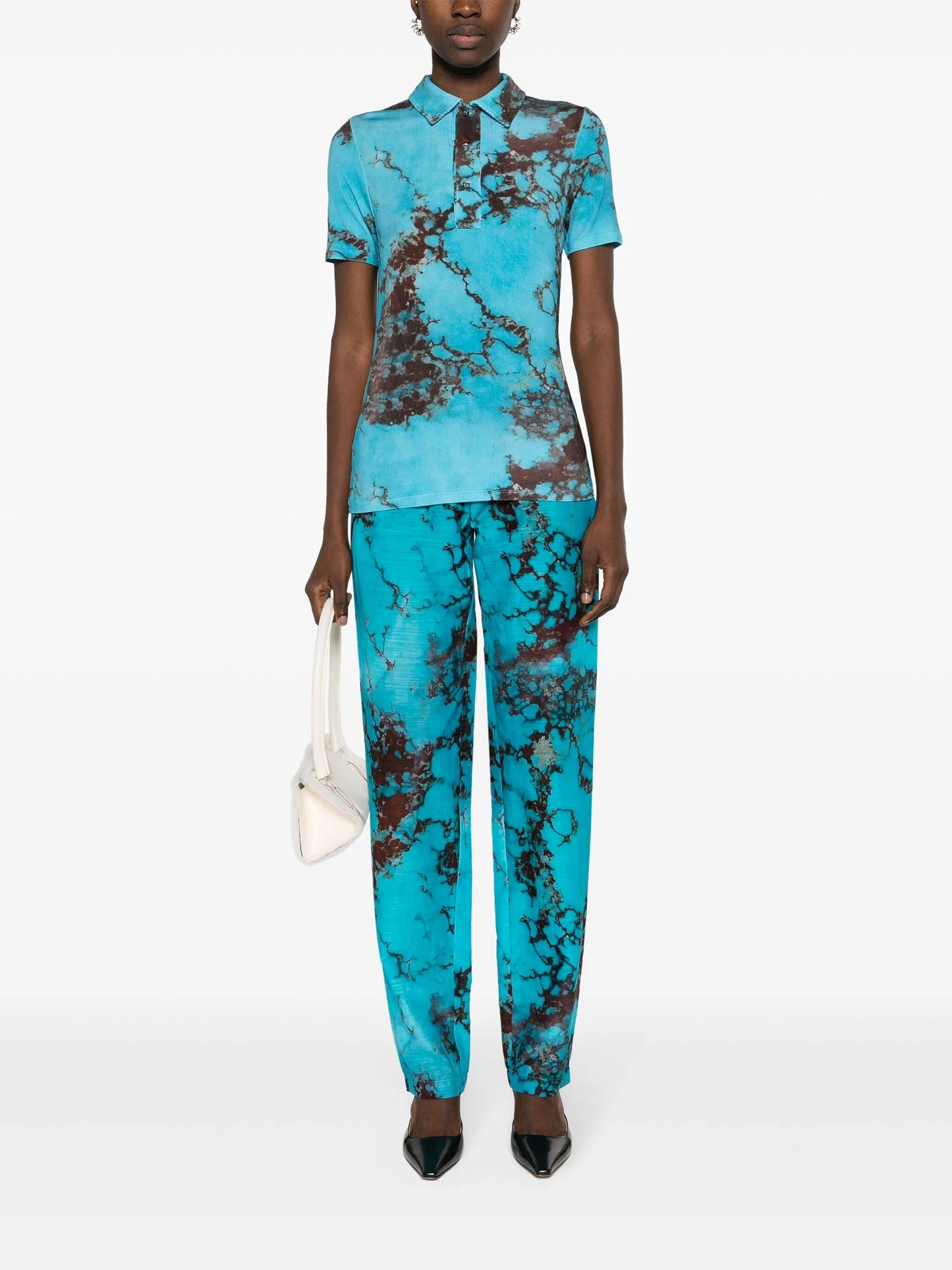 graphic-print knitted polo shirt