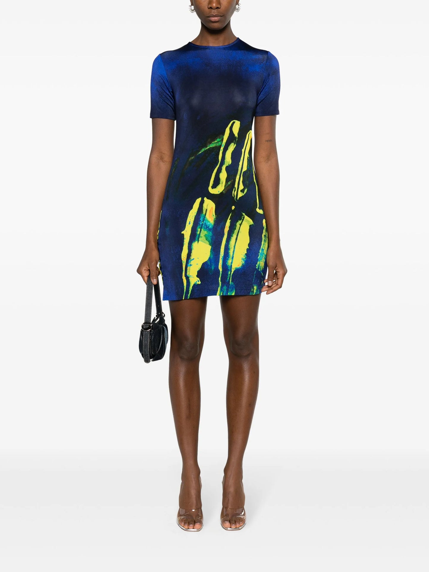 double-ring graphic-print minidress