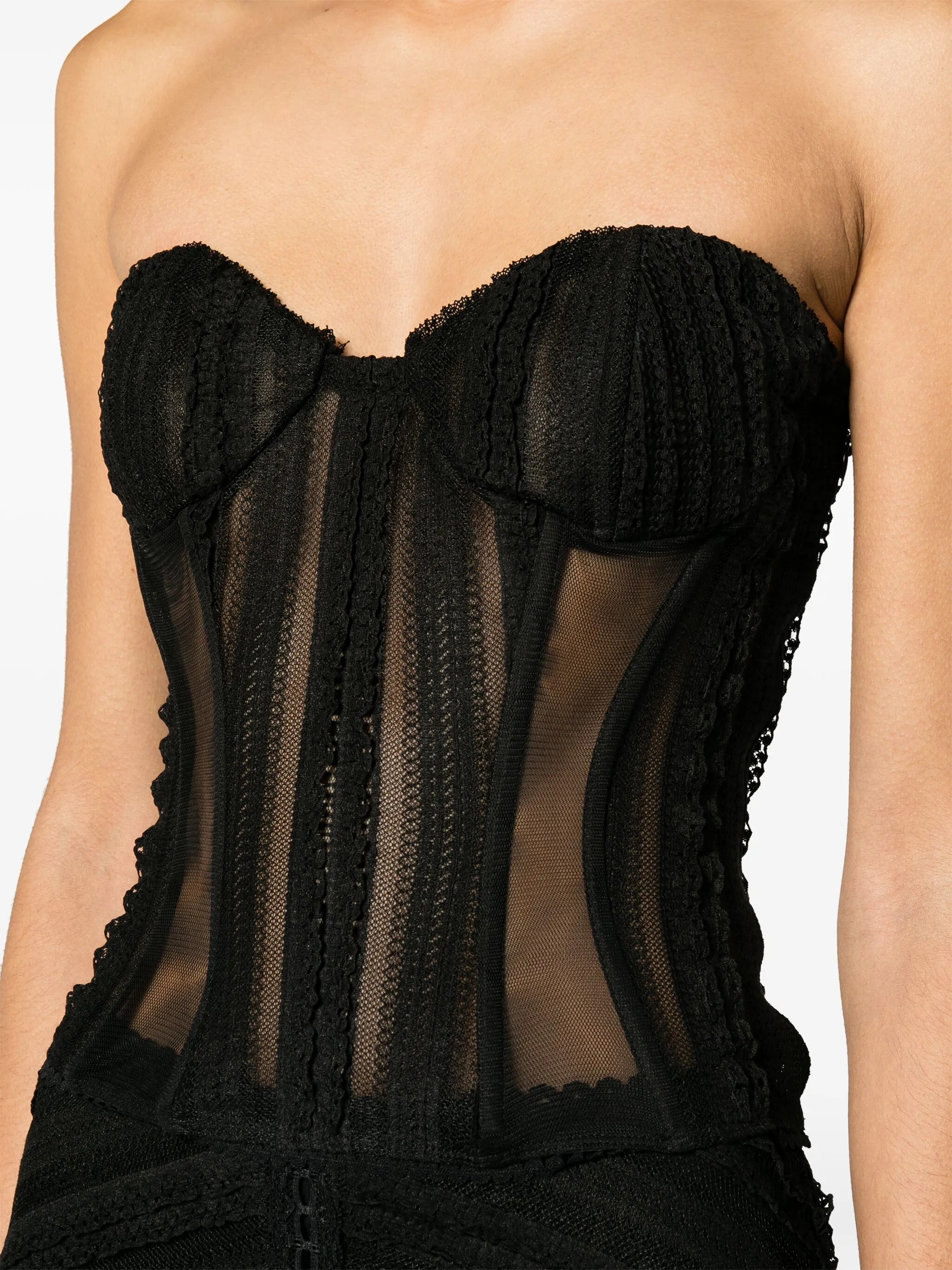 Layey lace-detailing corset top