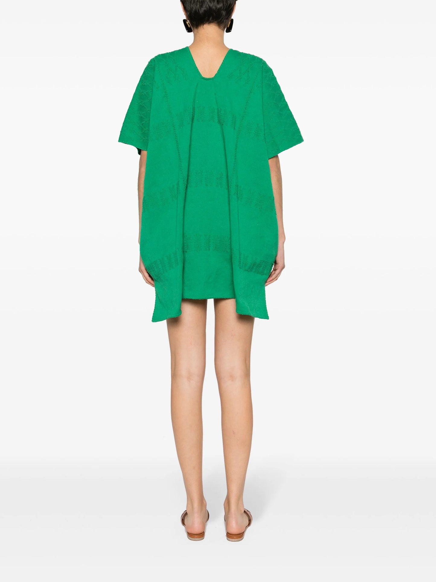 Three Panel hibiscus-embroidered kaftan