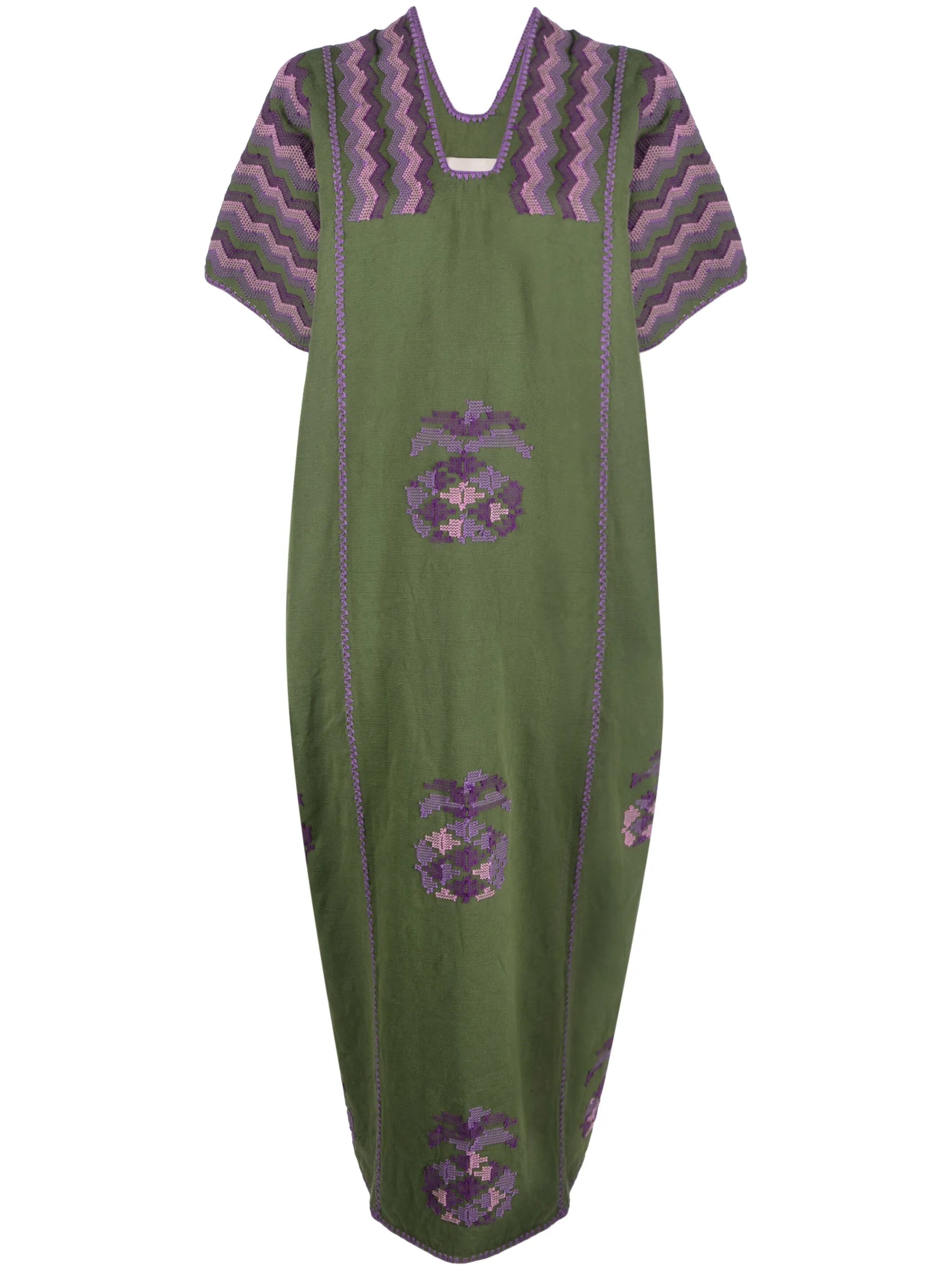 embroidered cotton midi dress