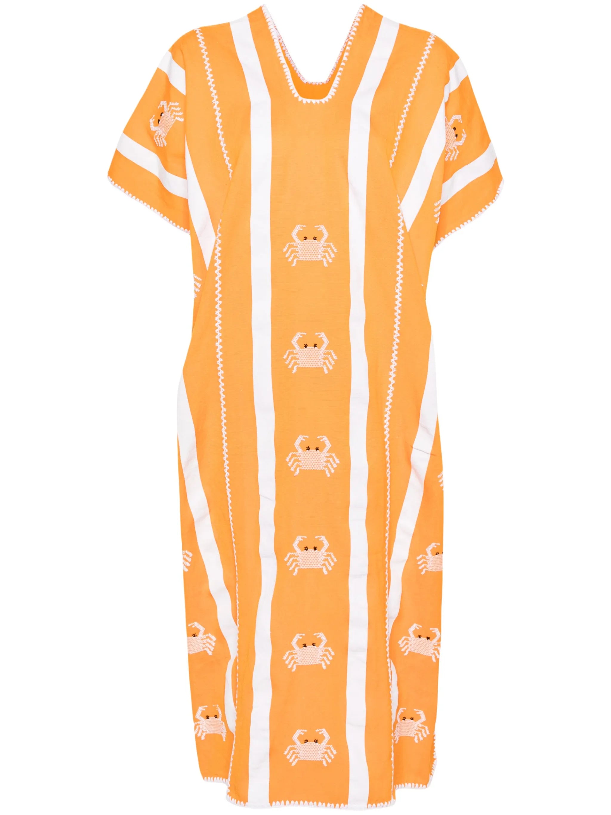 Three Panel crab-embroidered kaftan