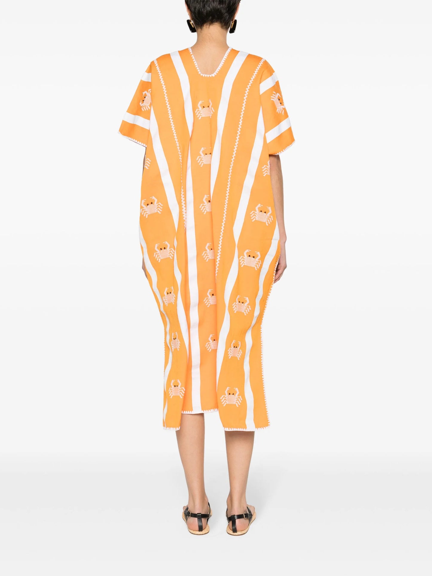 Three Panel crab-embroidered kaftan