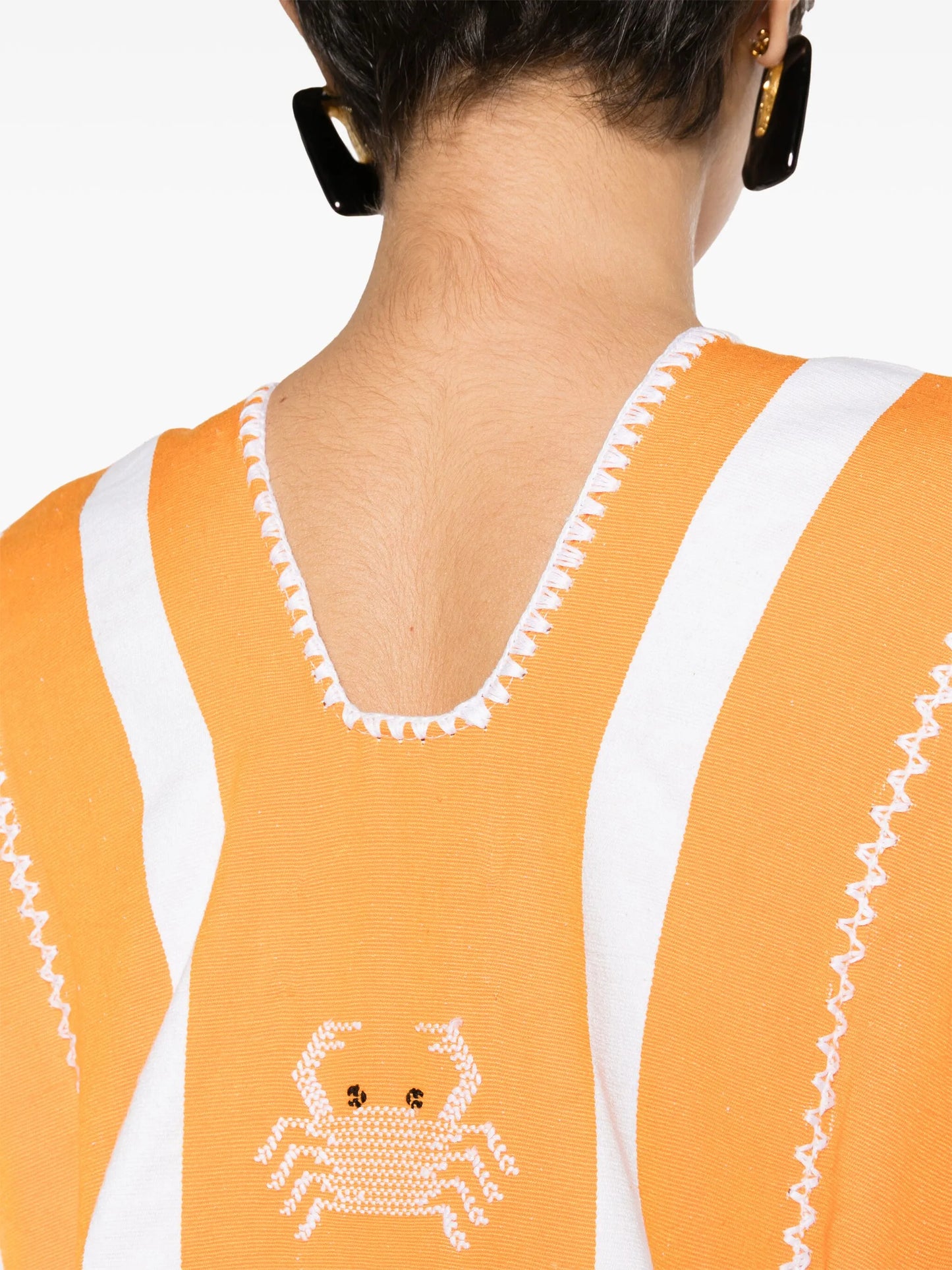 Three Panel crab-embroidered kaftan