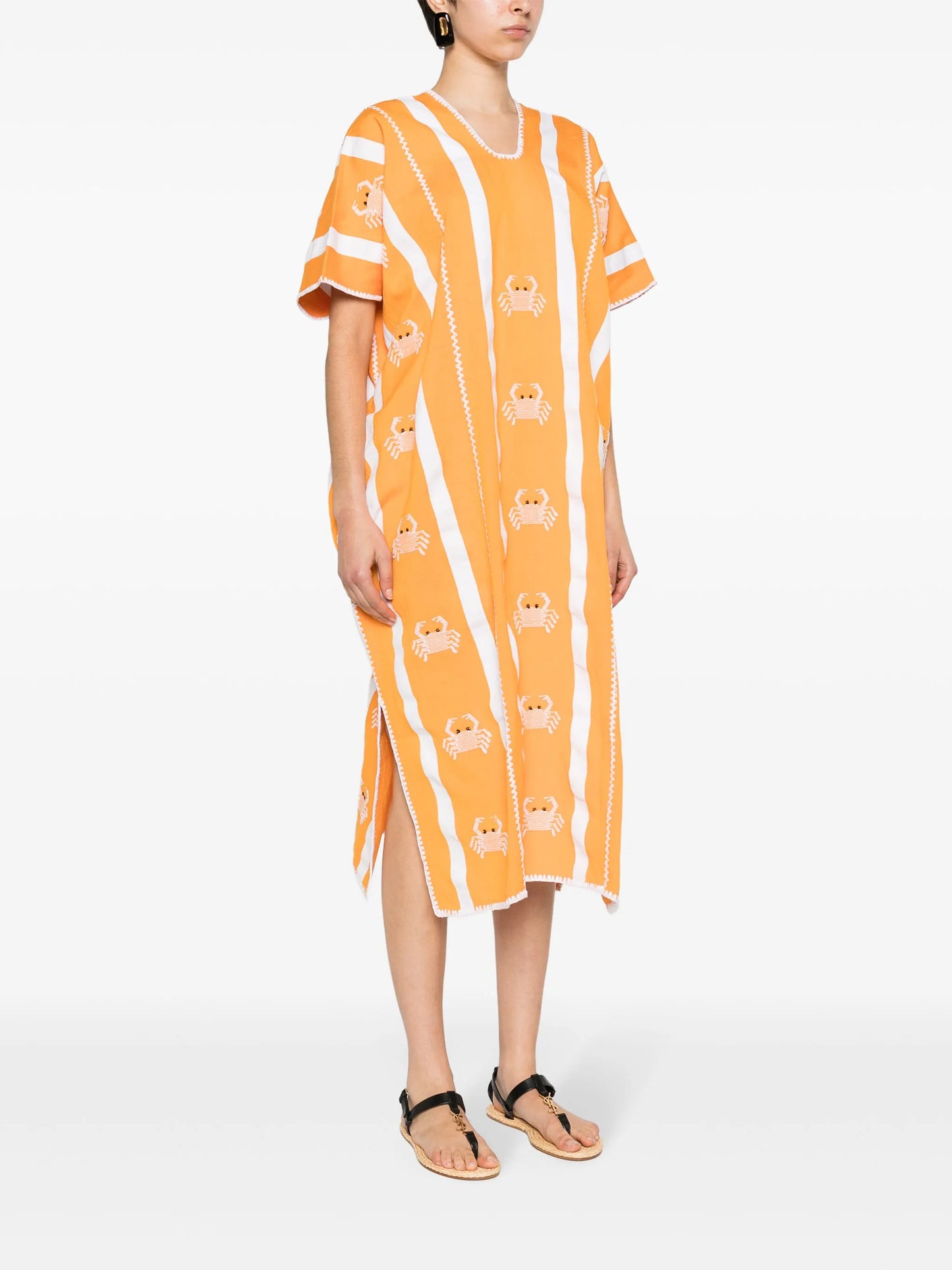 Three Panel crab-embroidered kaftan
