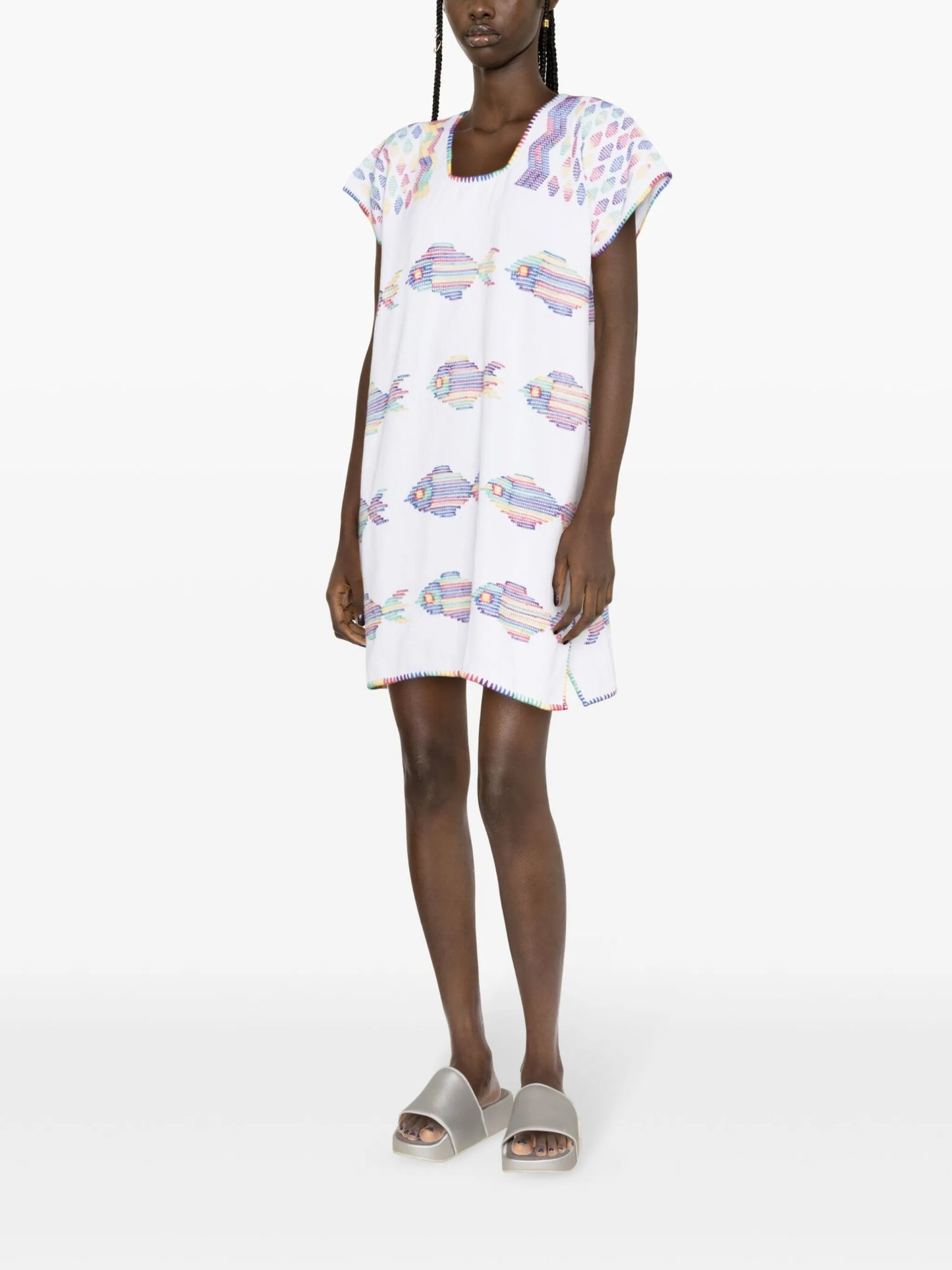 embroidered cotton minidress