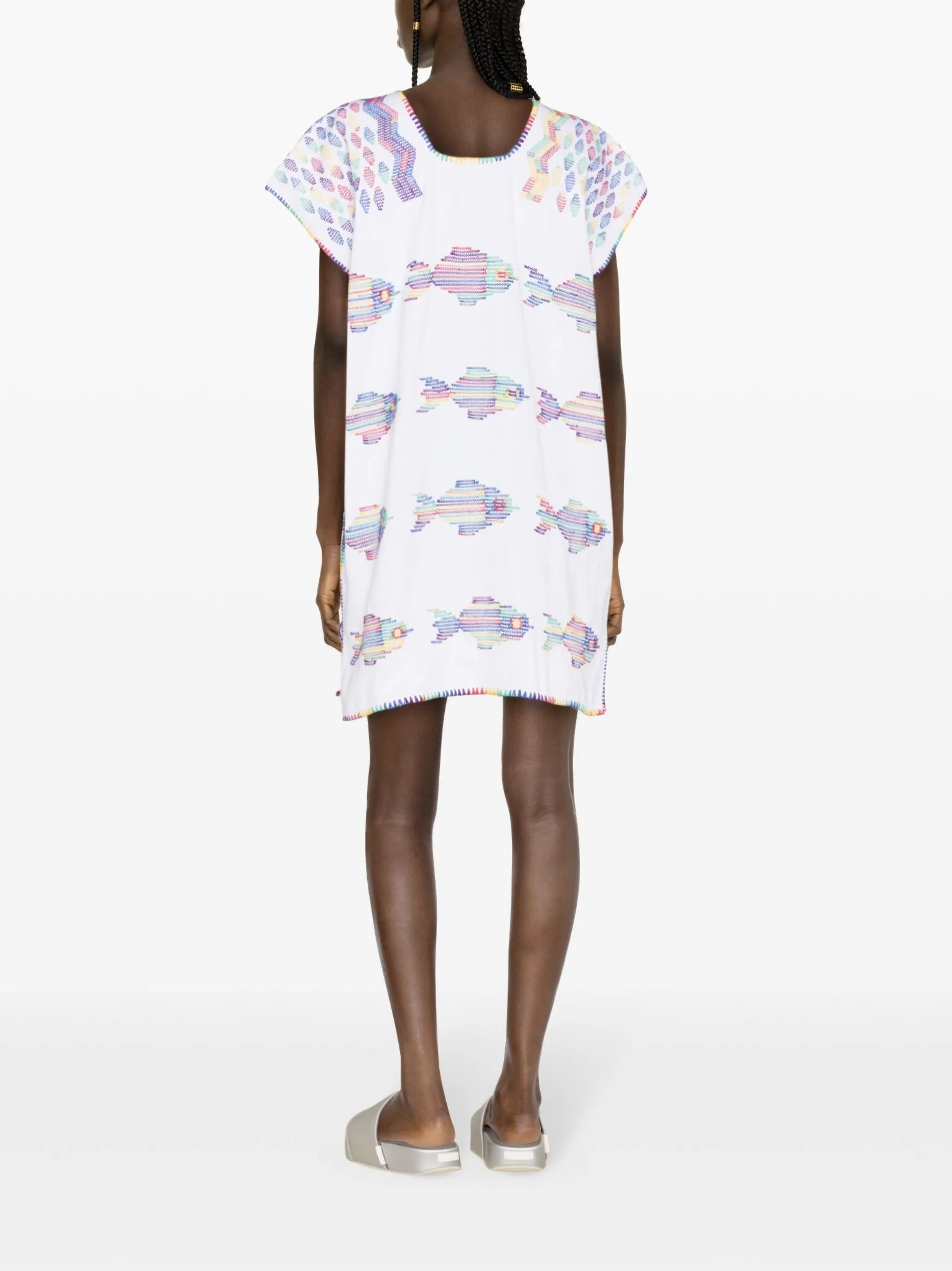 embroidered cotton minidress