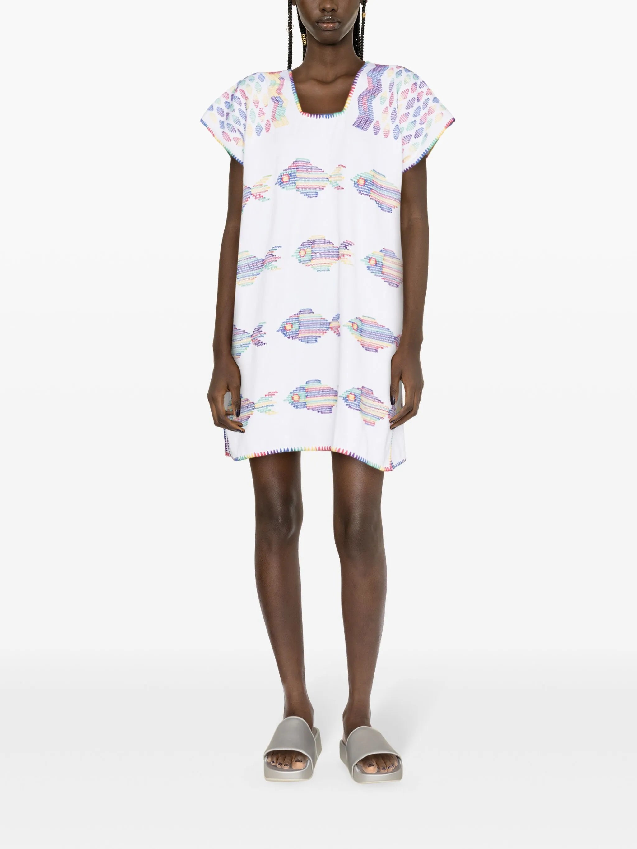 embroidered cotton minidress