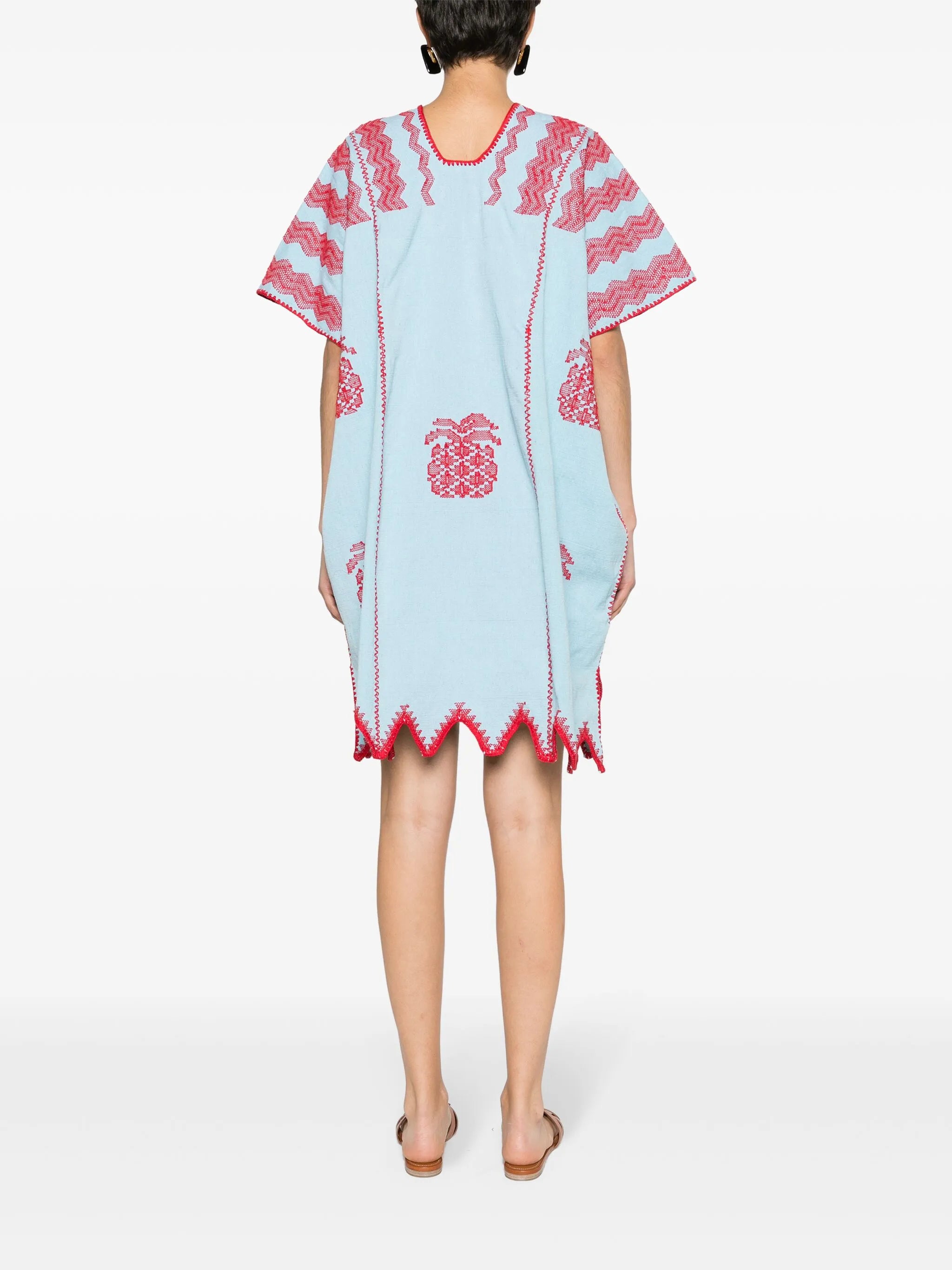 Three Panel pineapple-embroidered kaftan