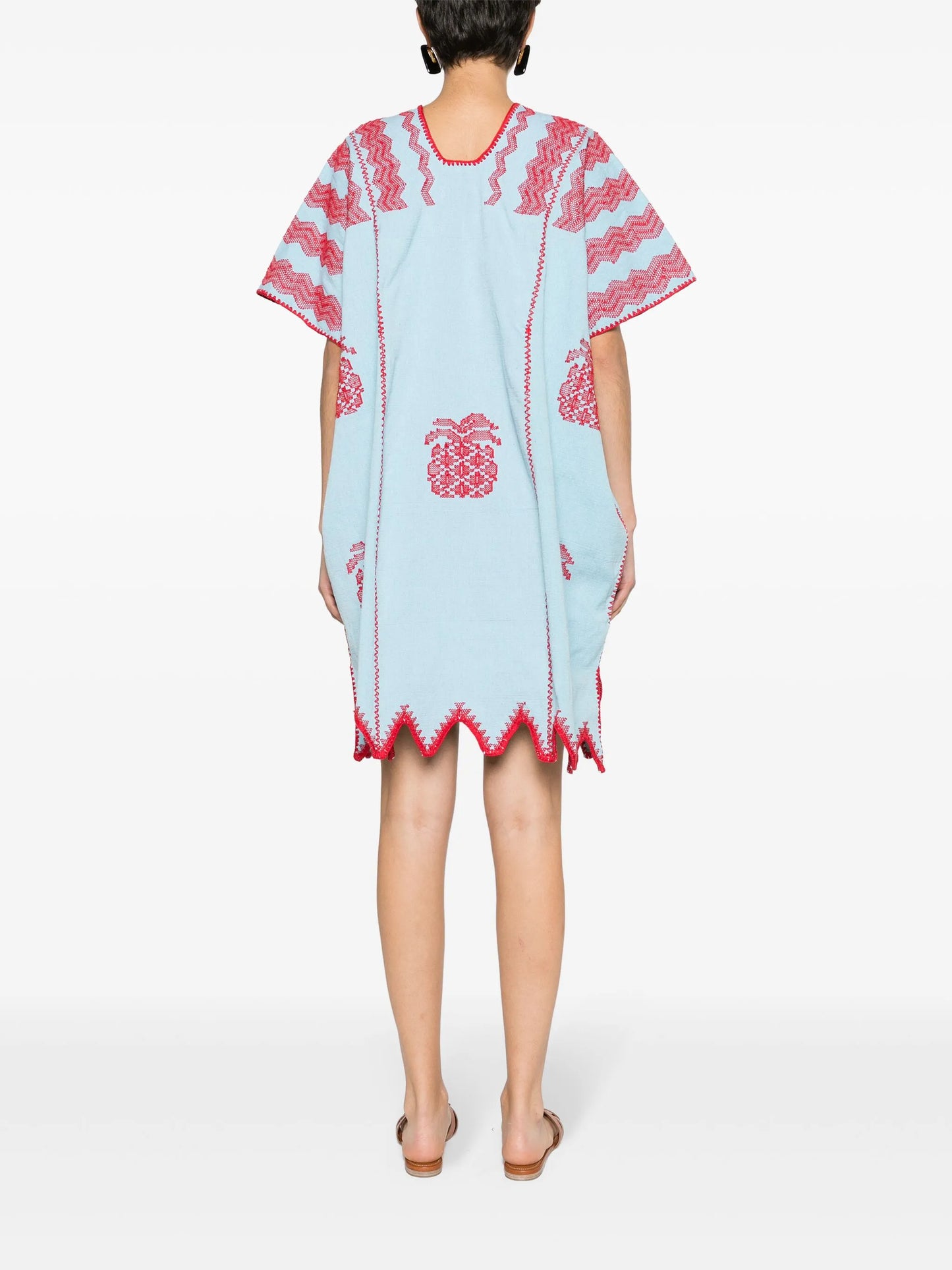 Three Panel pineapple-embroidered kaftan