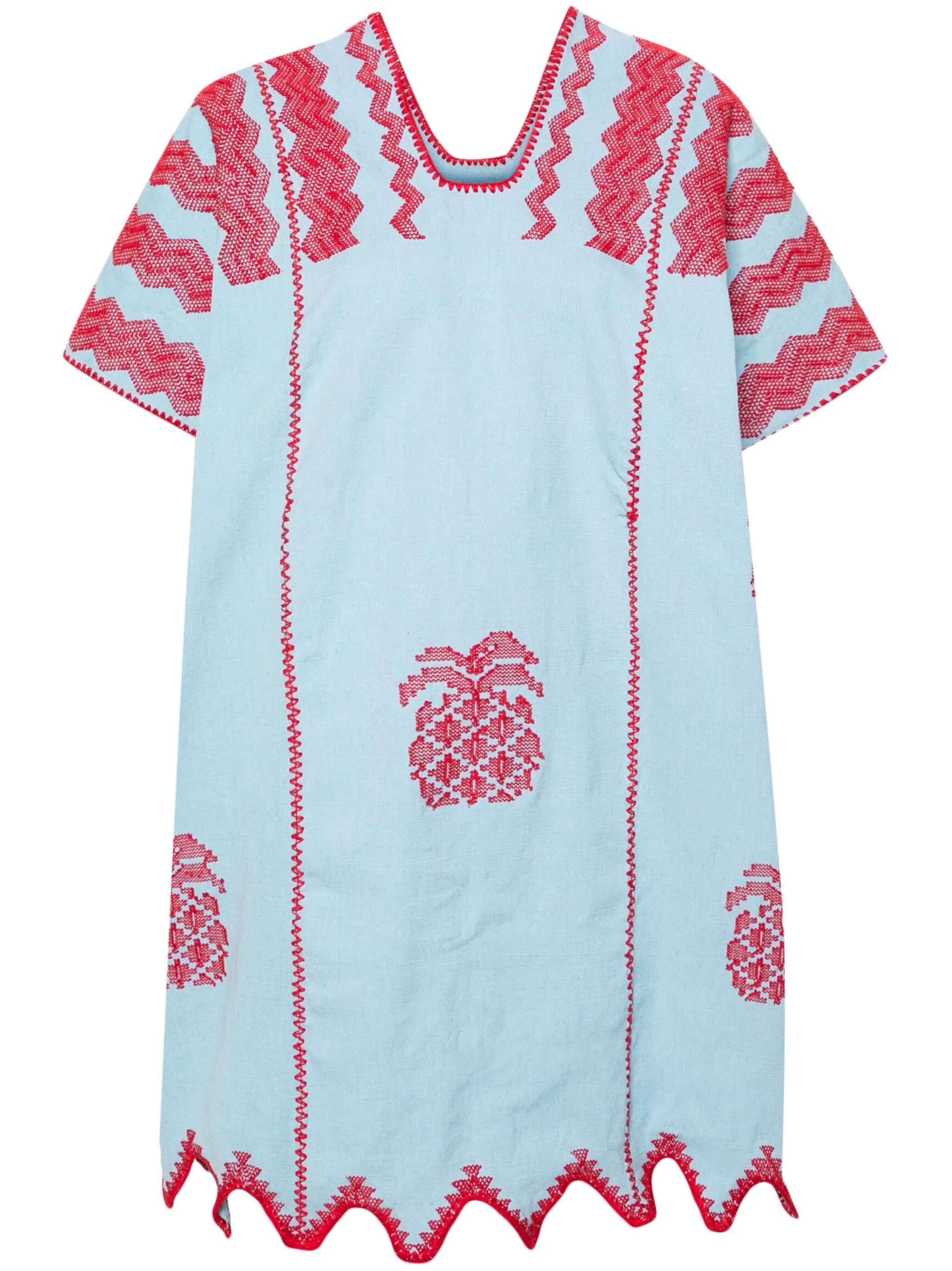 Three Panel pineapple-embroidered kaftan