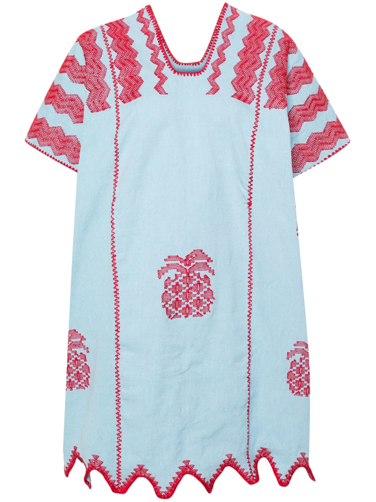 Three Panel pineapple-embroidered kaftan