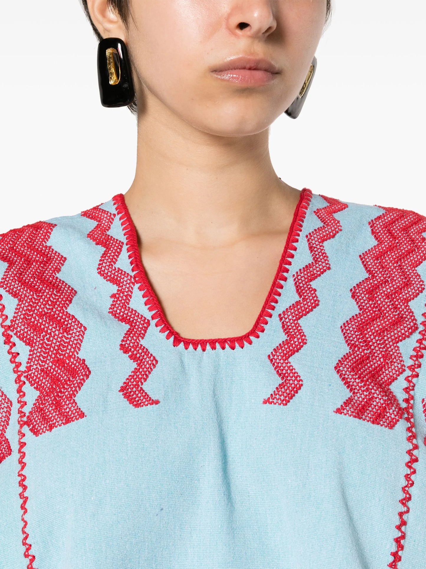 Three Panel pineapple-embroidered kaftan