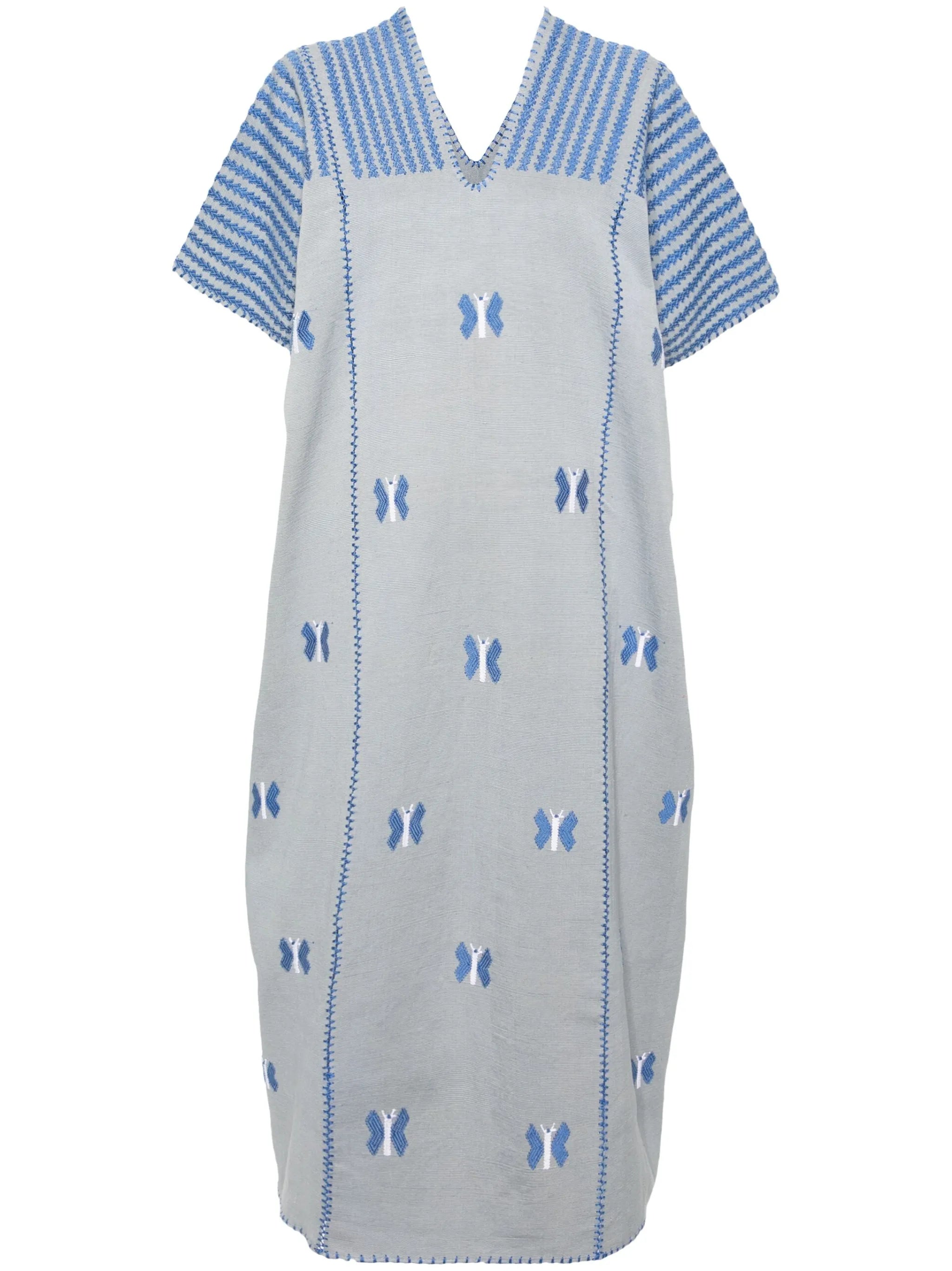 Three Panel butterfly-embroidered kaftan