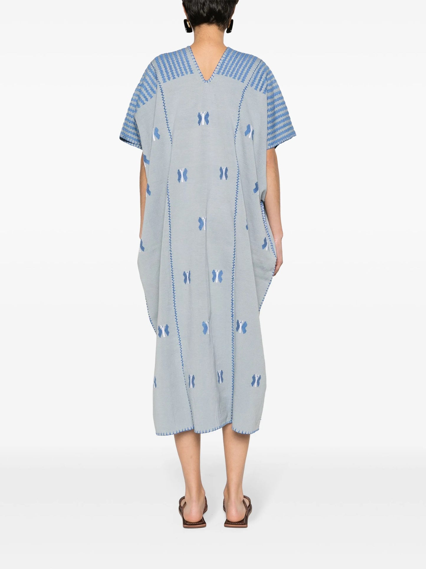 Three Panel butterfly-embroidered kaftan
