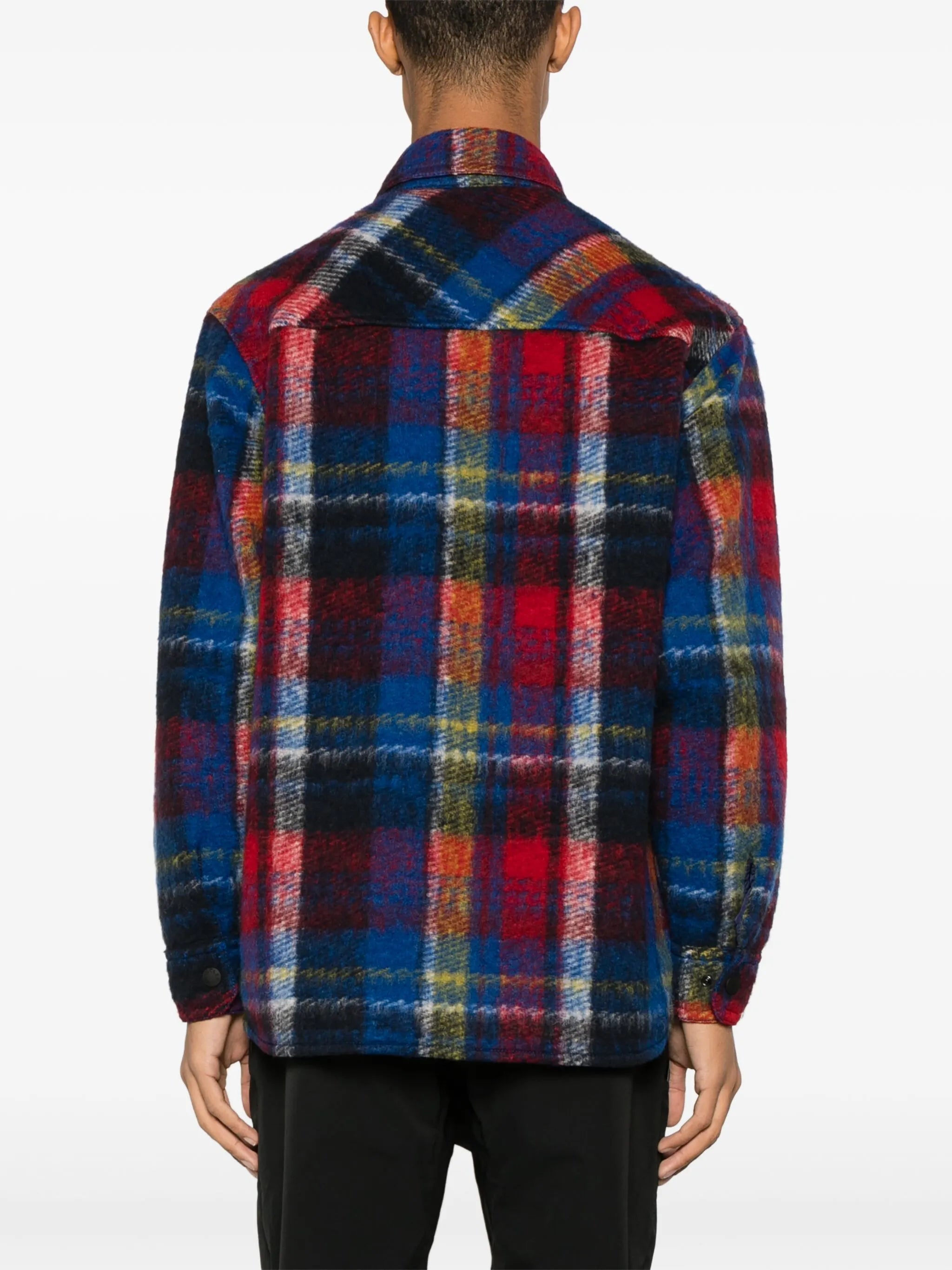 logo-patch check-pattern shirt jacket