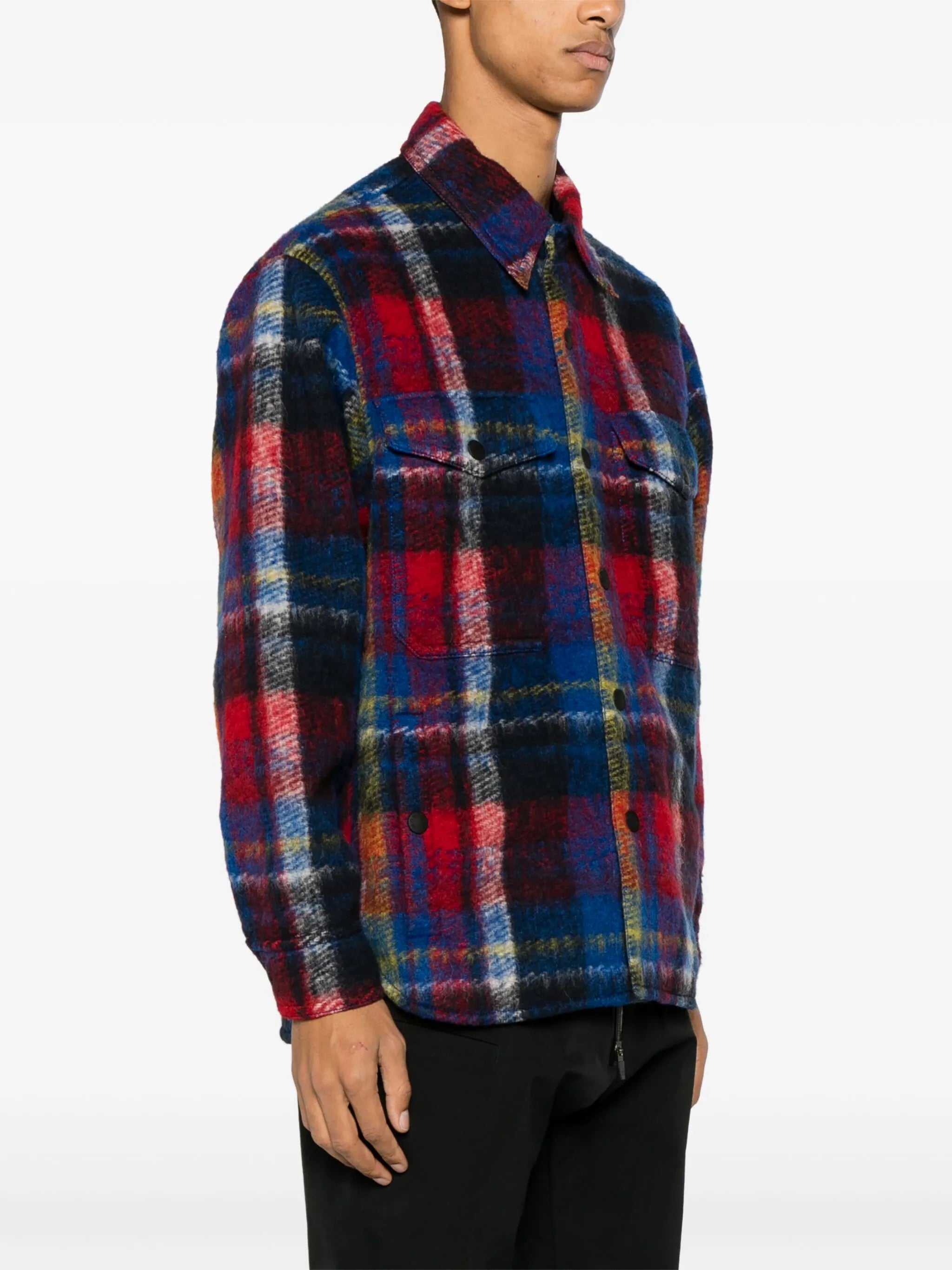 logo-patch check-pattern shirt jacket
