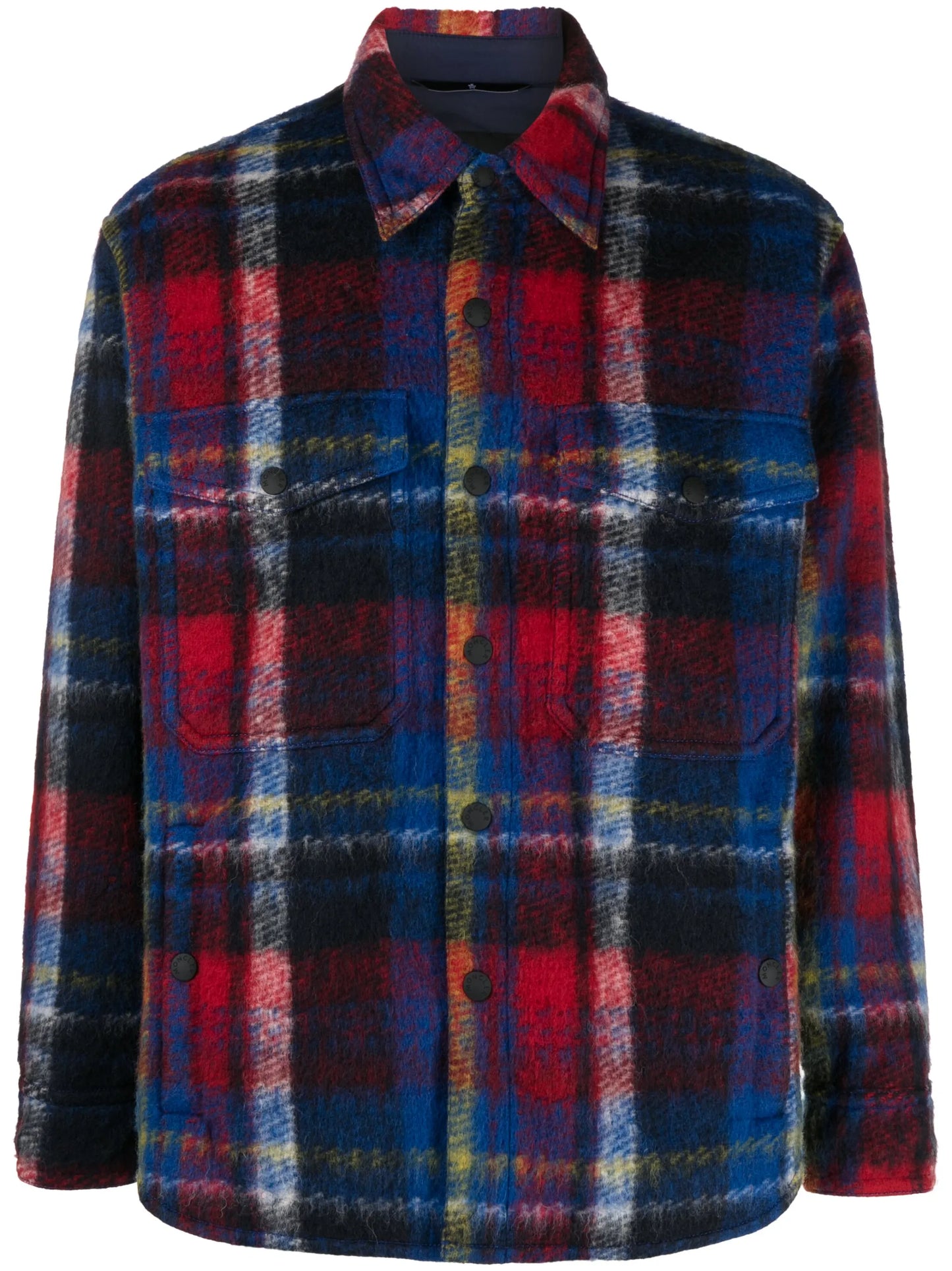 logo-patch check-pattern shirt jacket
