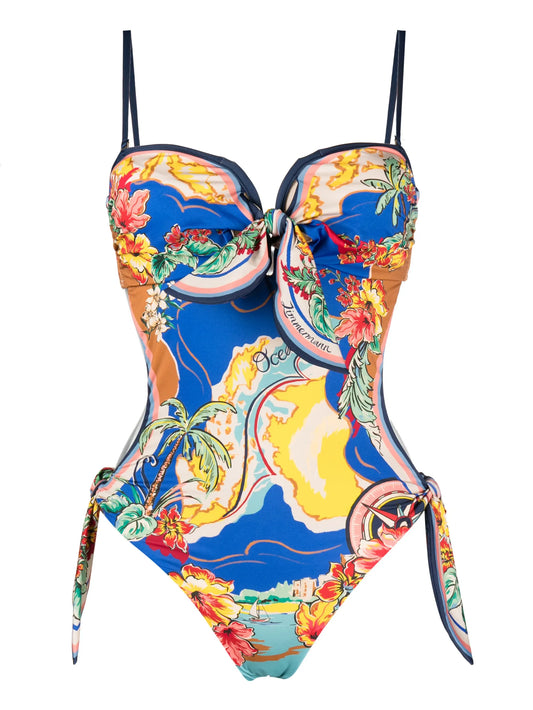 Alight Nautical Map-print swimsuit