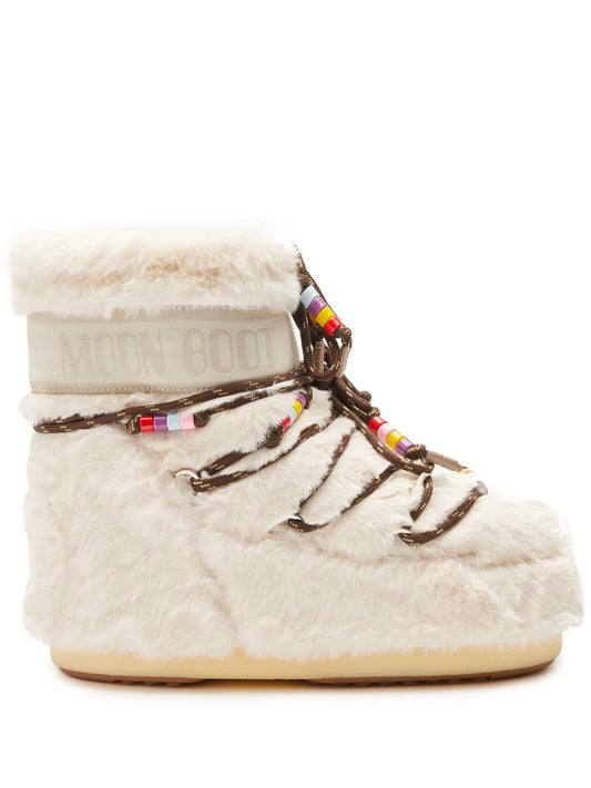 Icon Low faux-fur beaded boots