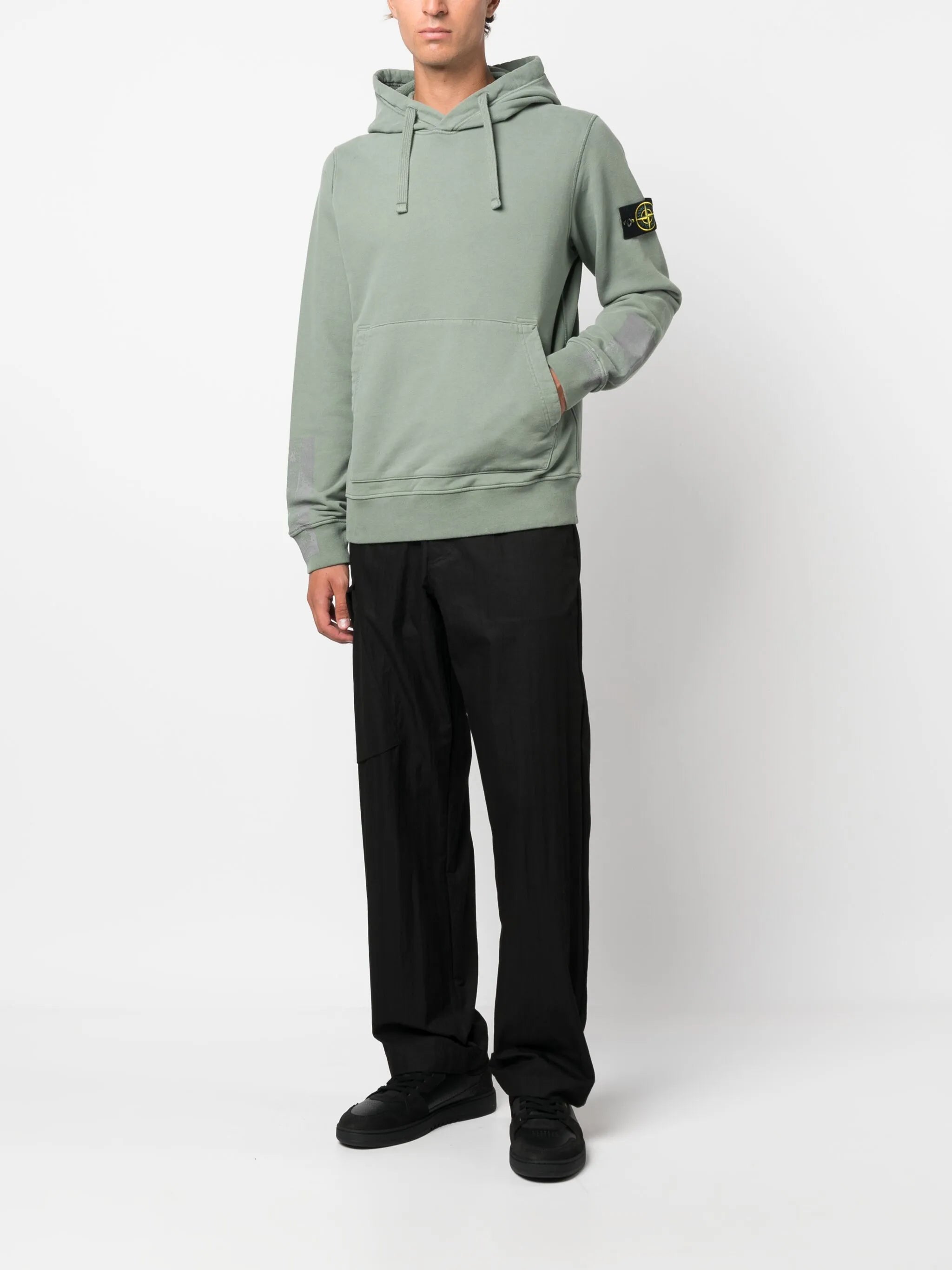 Compass-motif cotton hoodie