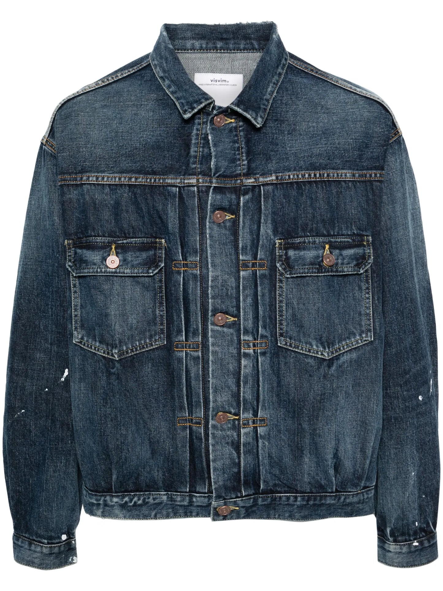 paint-splatter denim jacket