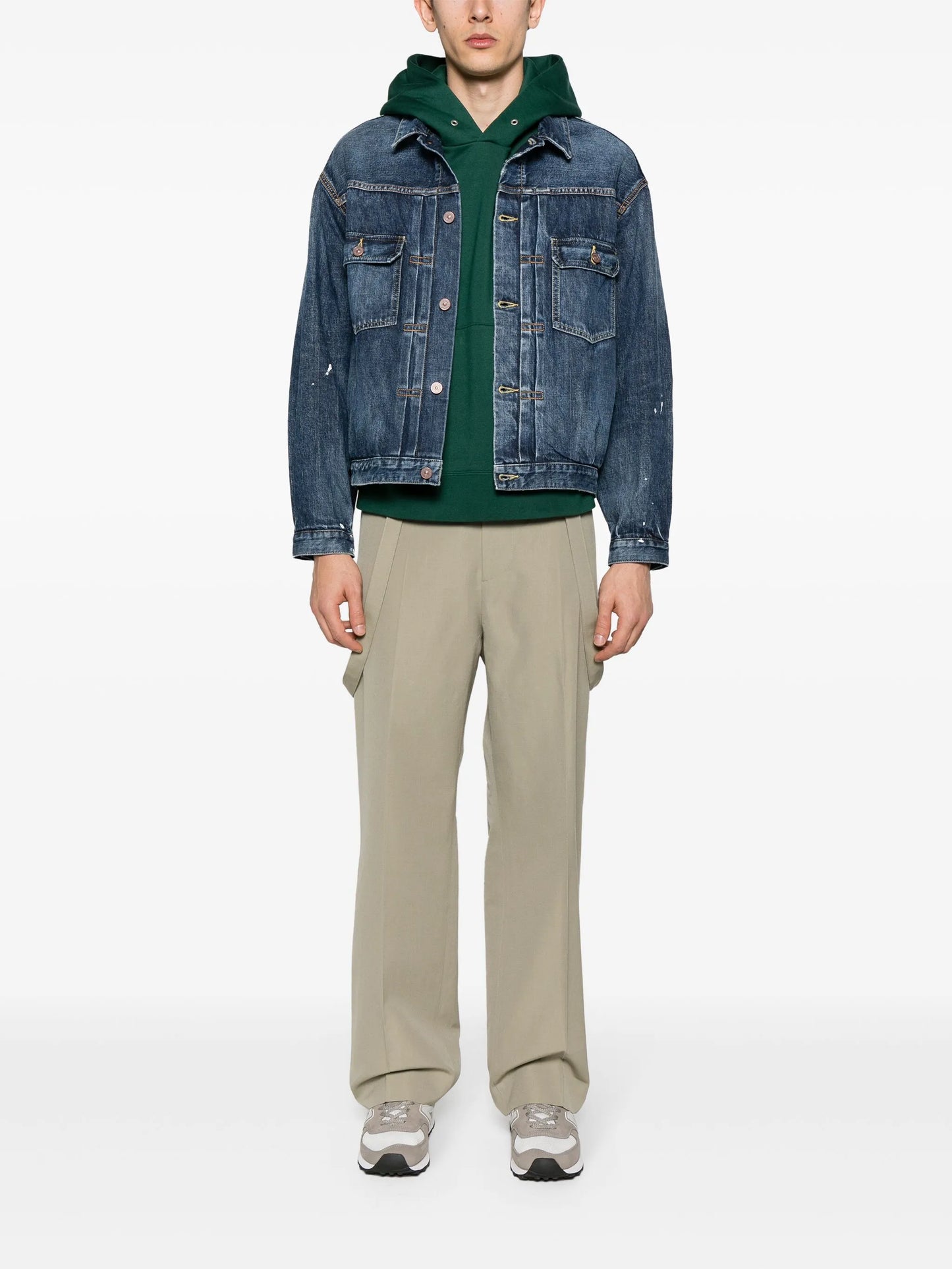 paint-splatter denim jacket