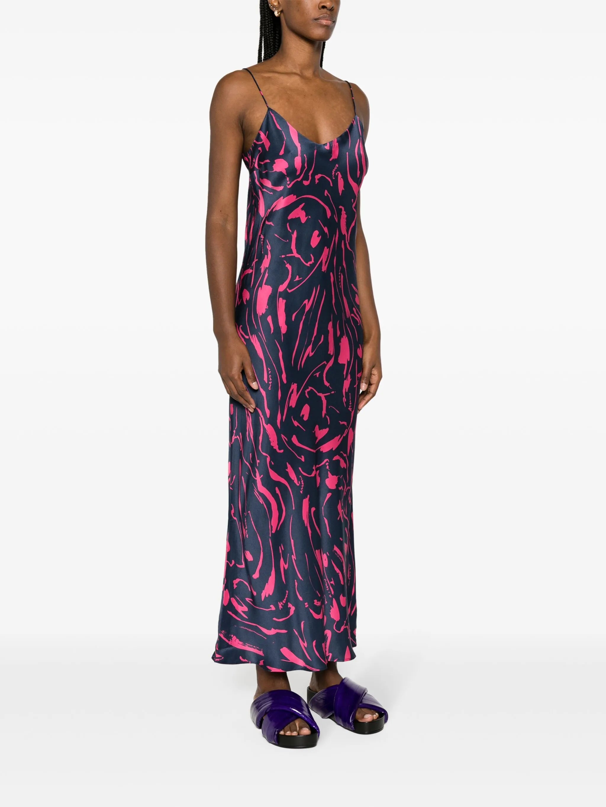 Lyon graphic-print silk dress
