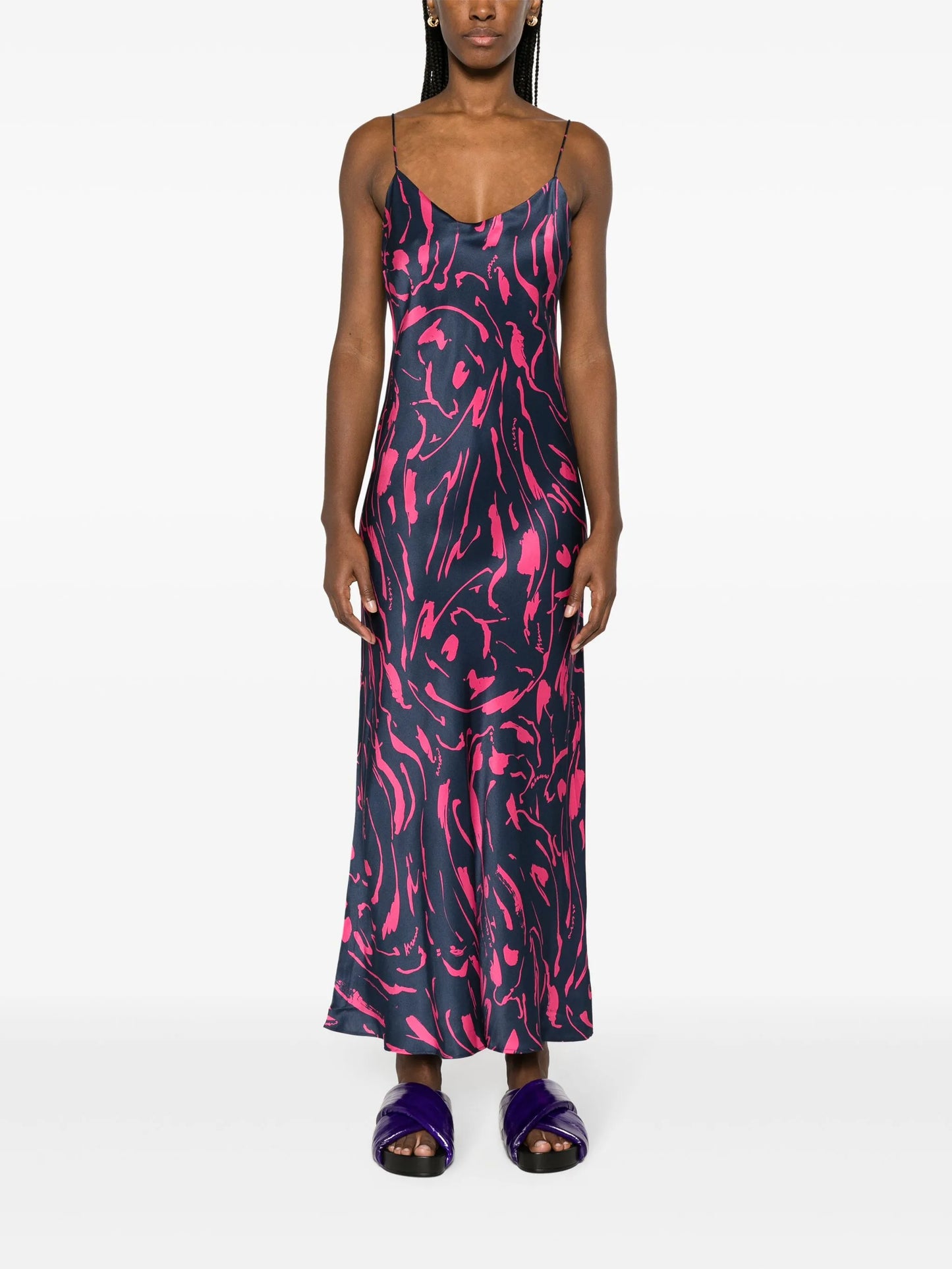 Lyon graphic-print silk dress
