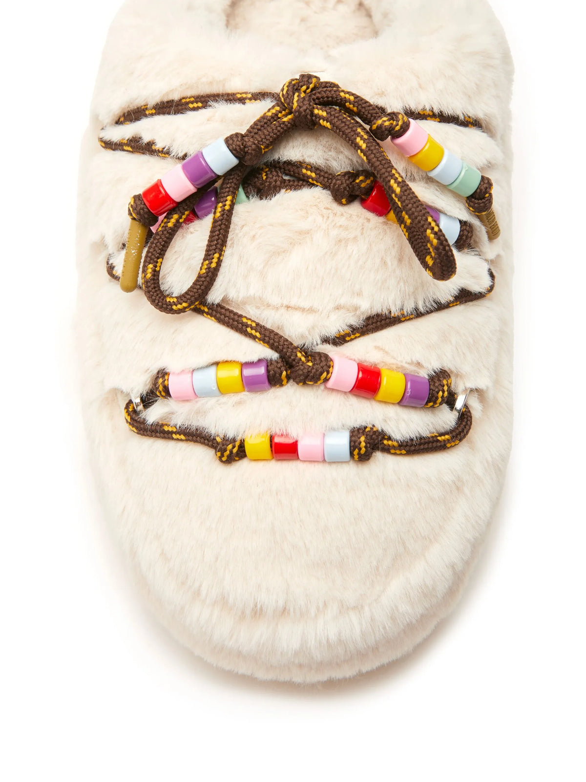 faux-fur beaded slippers