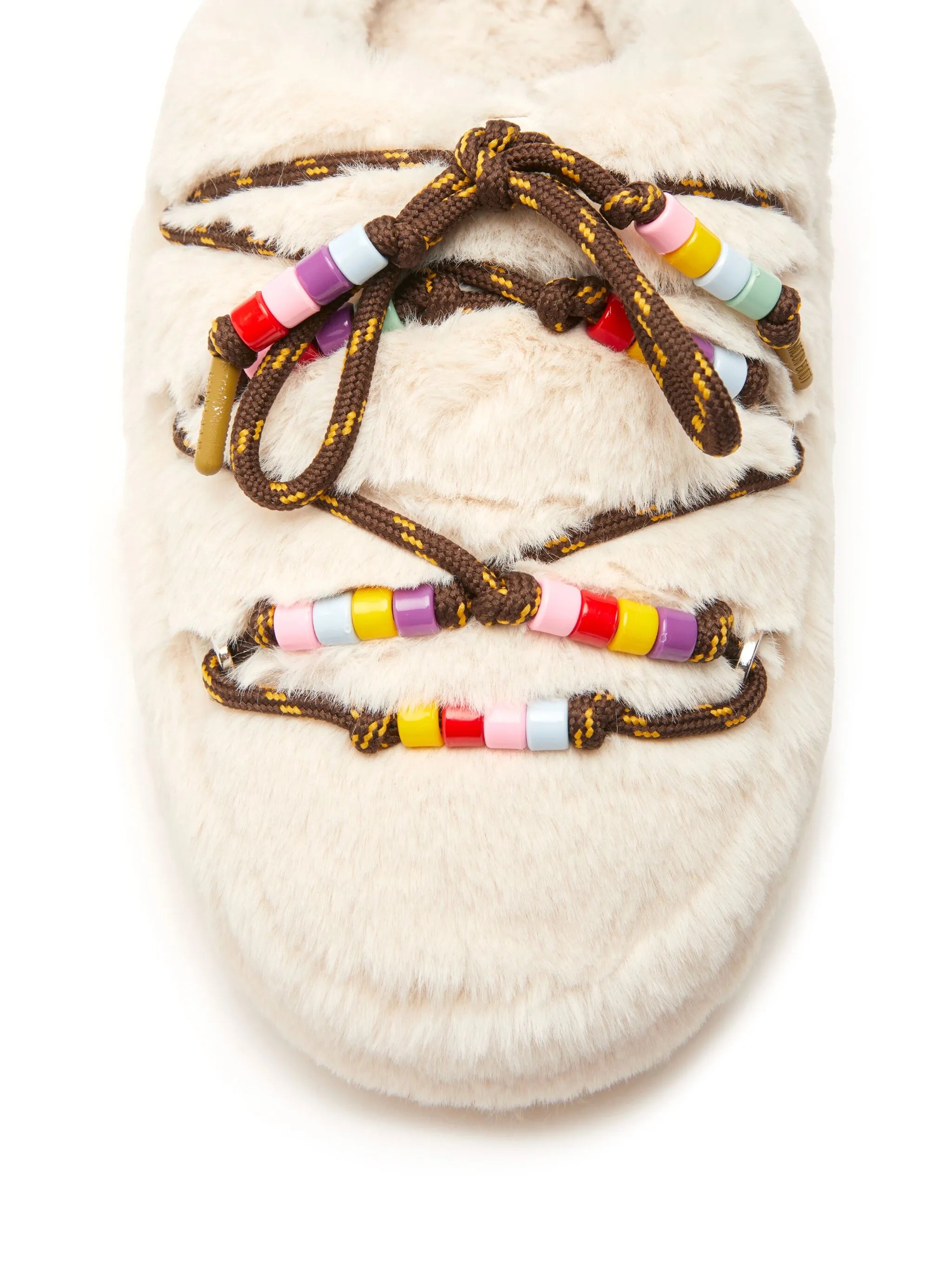 faux-fur beaded slippers