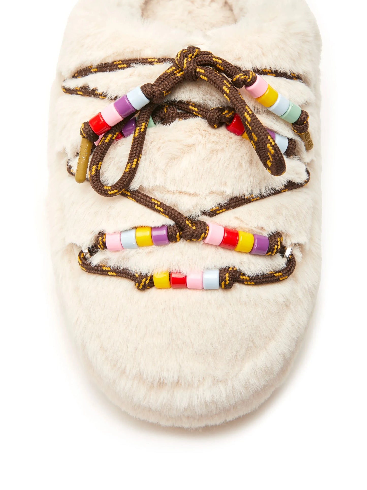 faux-fur beaded slippers