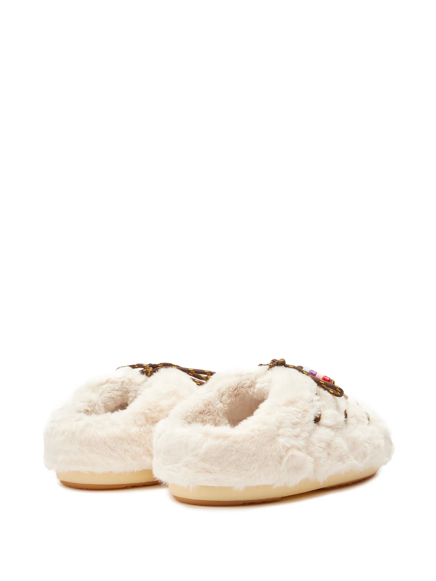 faux-fur beaded slippers