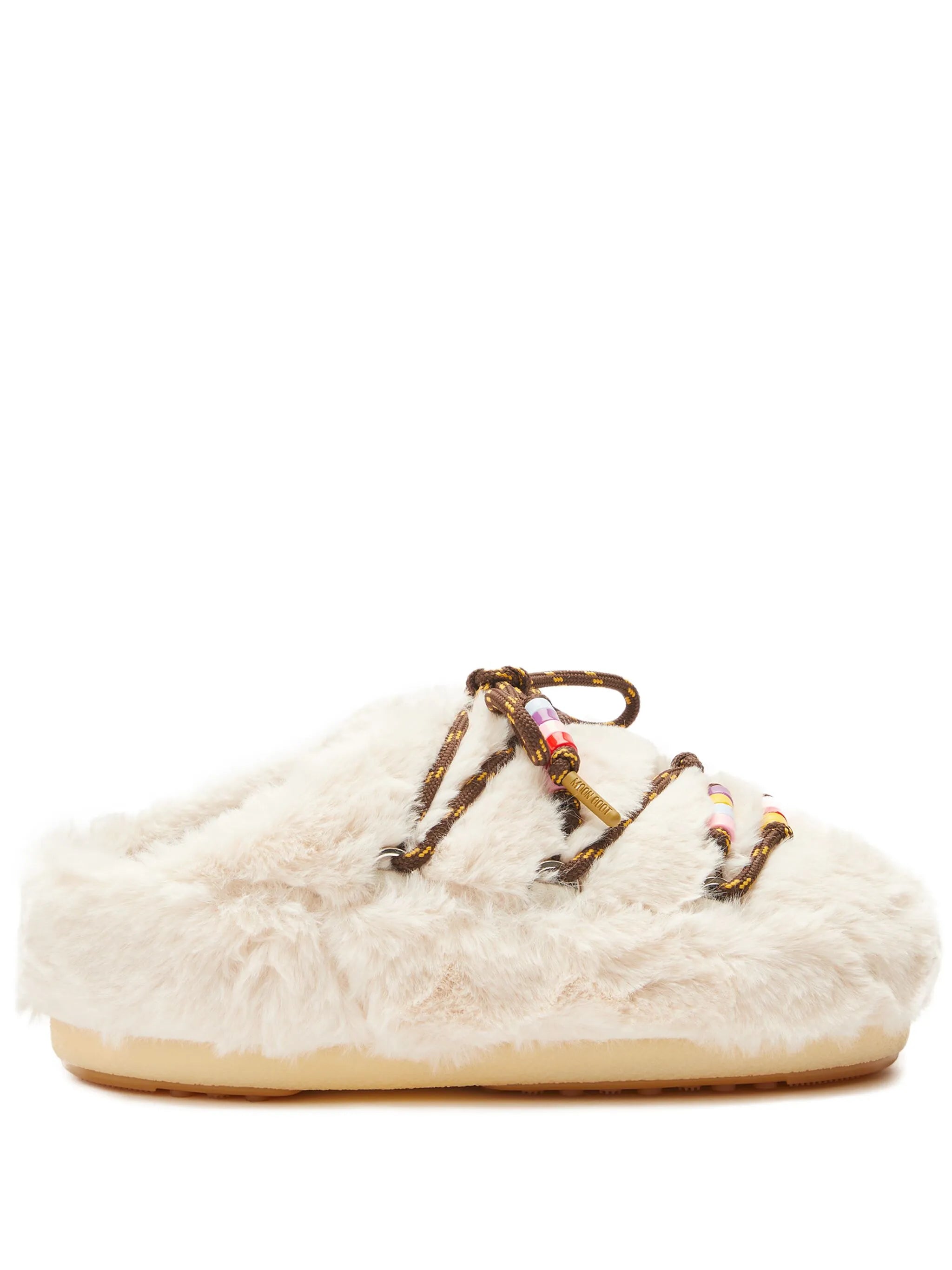 faux-fur beaded slippers