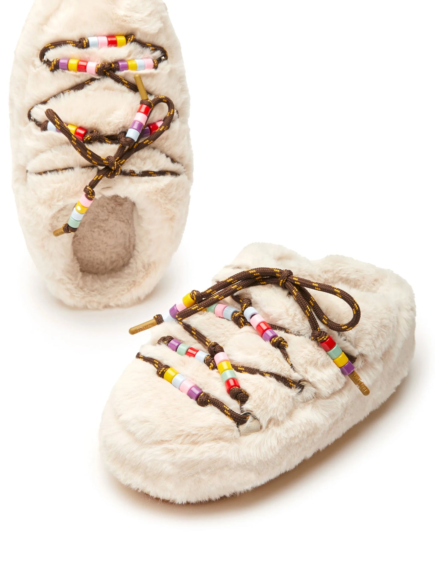 faux-fur beaded slippers