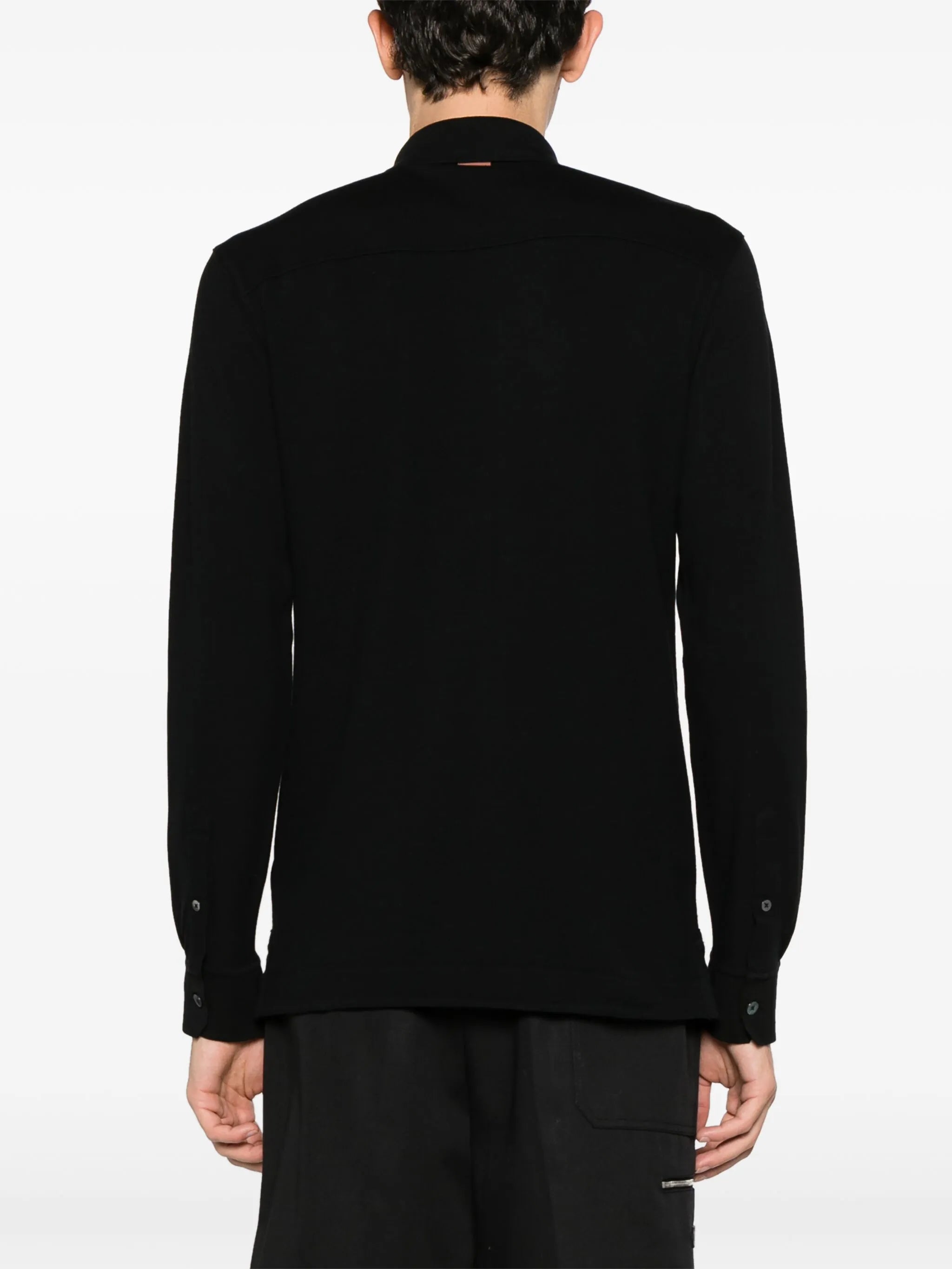 leather-trim cotton polo-shirt