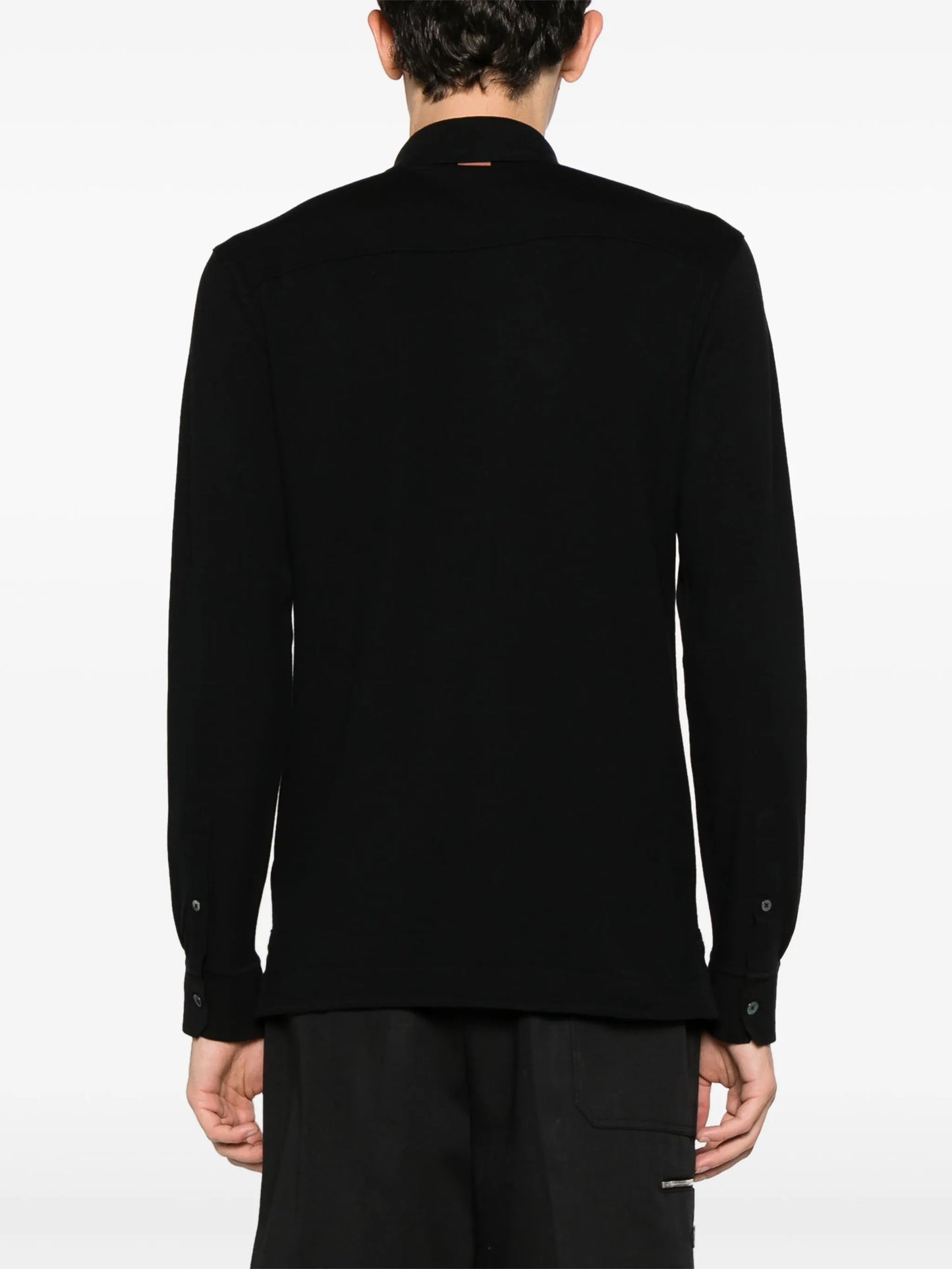 leather-trim cotton polo-shirt