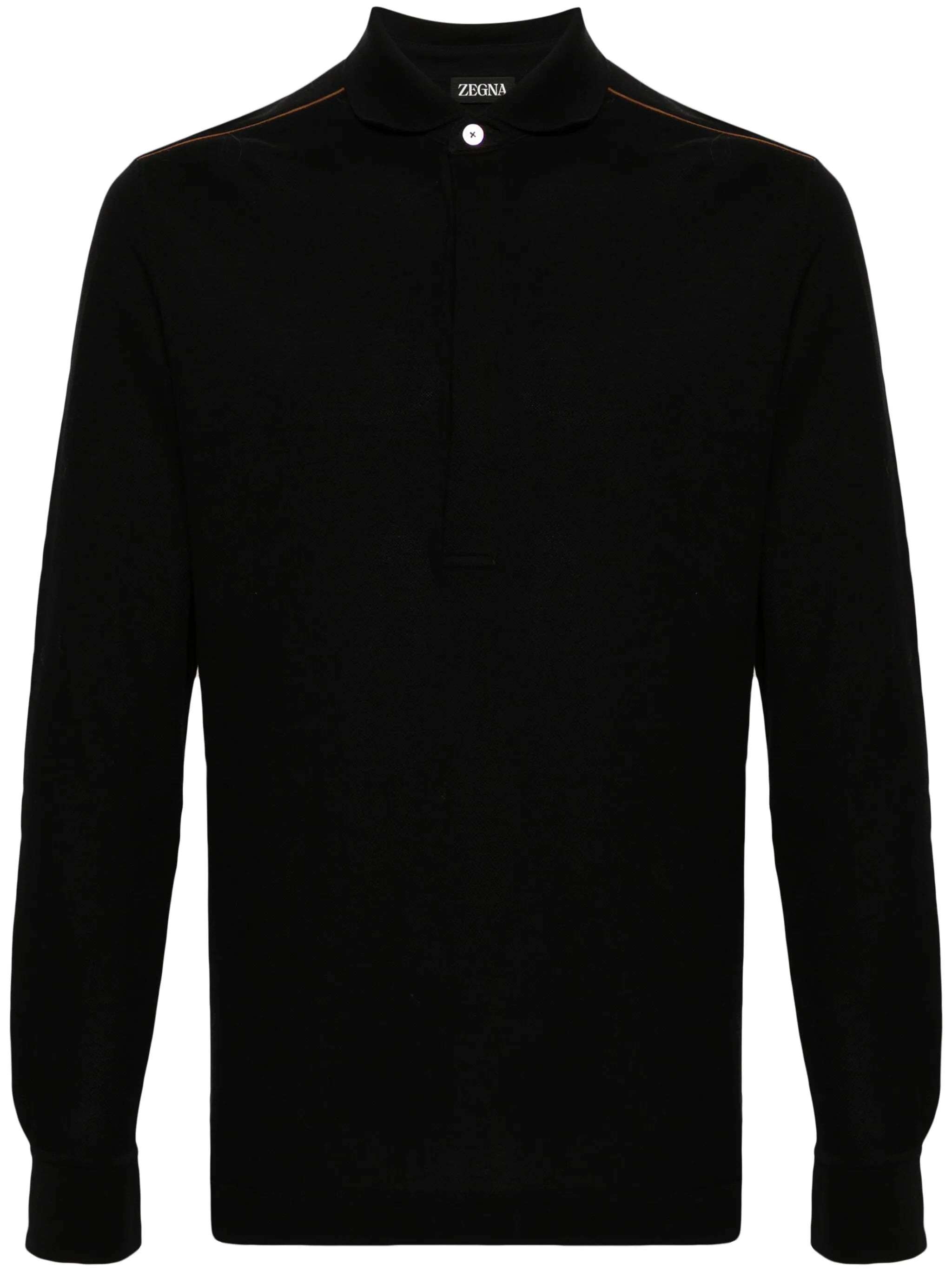 leather-trim cotton polo-shirt