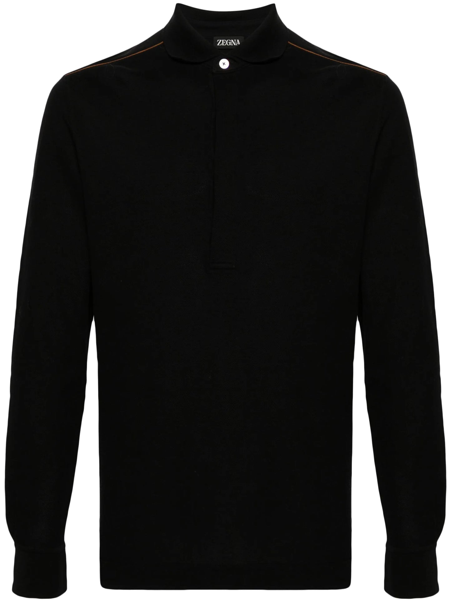 leather-trim cotton polo-shirt