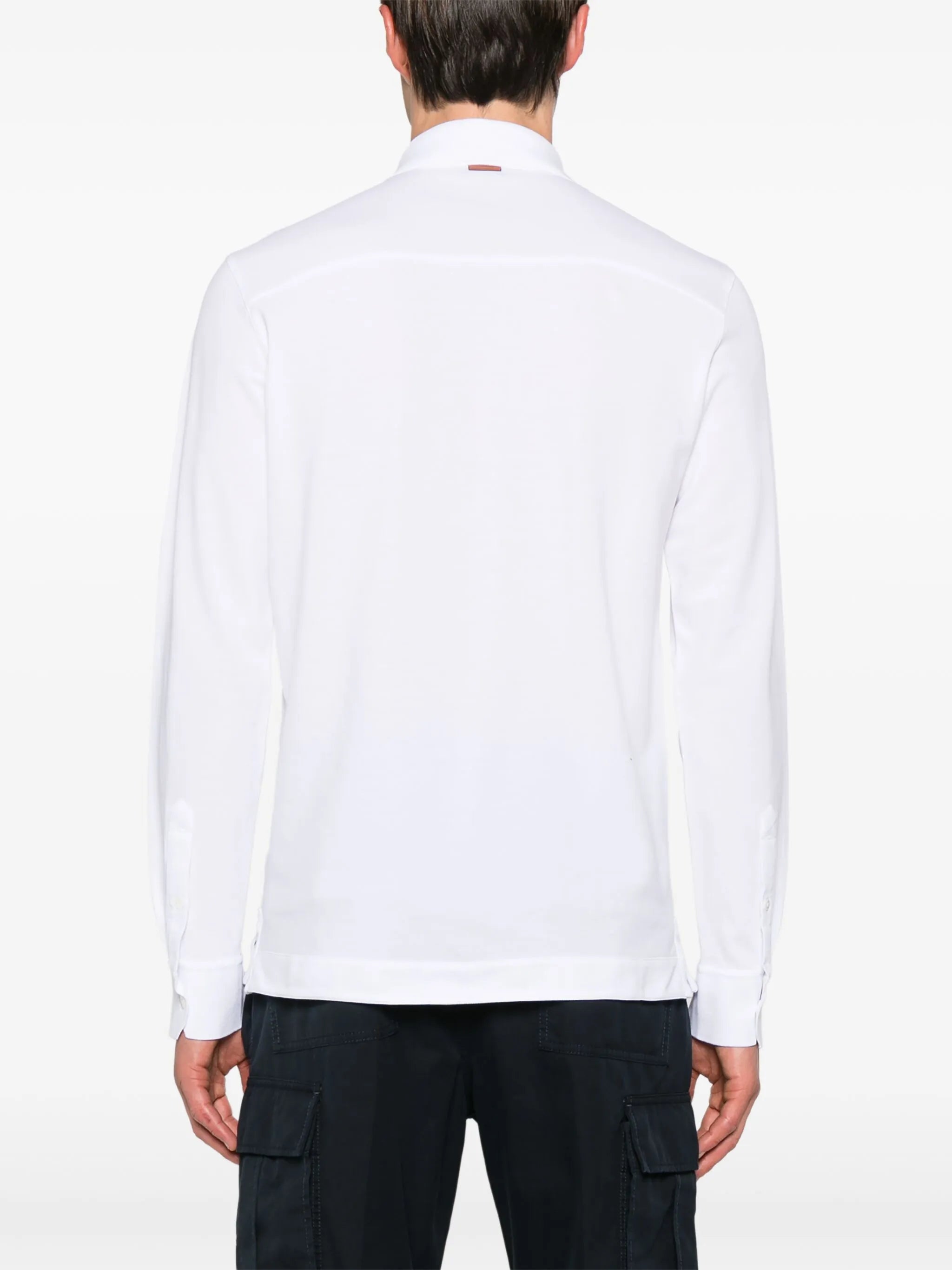 long-sleeve cotton polo shirt