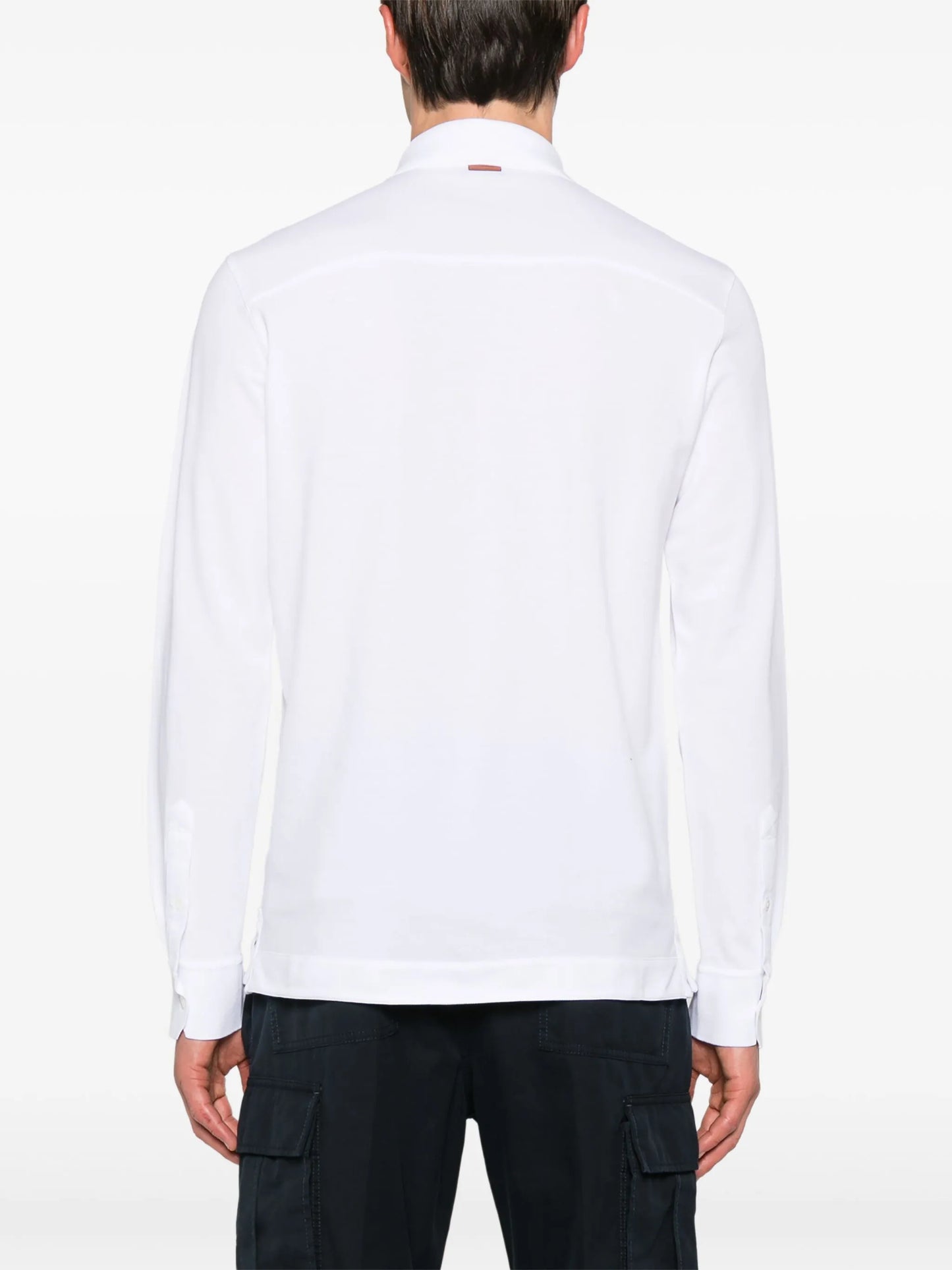 long-sleeve cotton polo shirt
