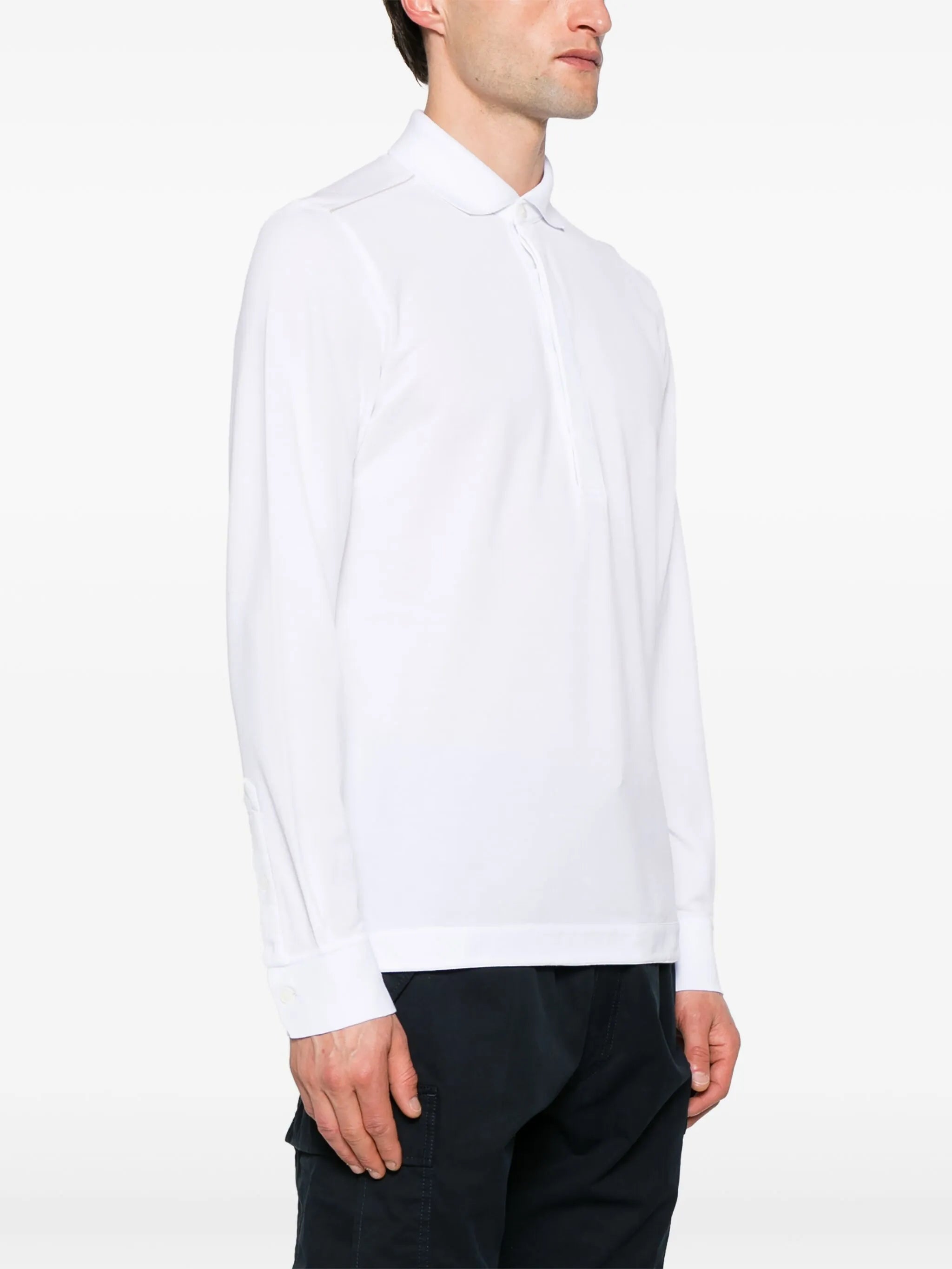 long-sleeve cotton polo shirt