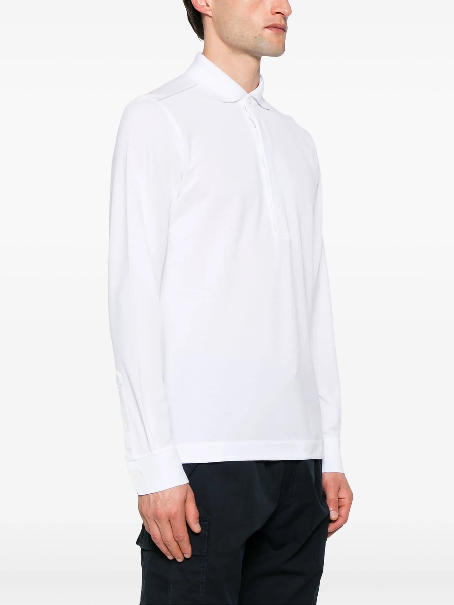 long-sleeve cotton polo shirt